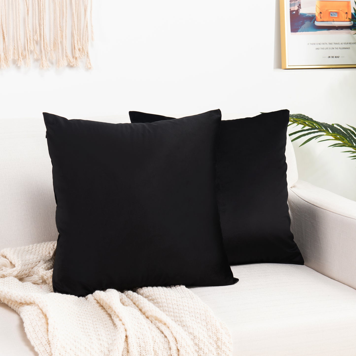 Elegant Comfort 2 Piece Velvet Cushion Cover Solid - Pillow Covers