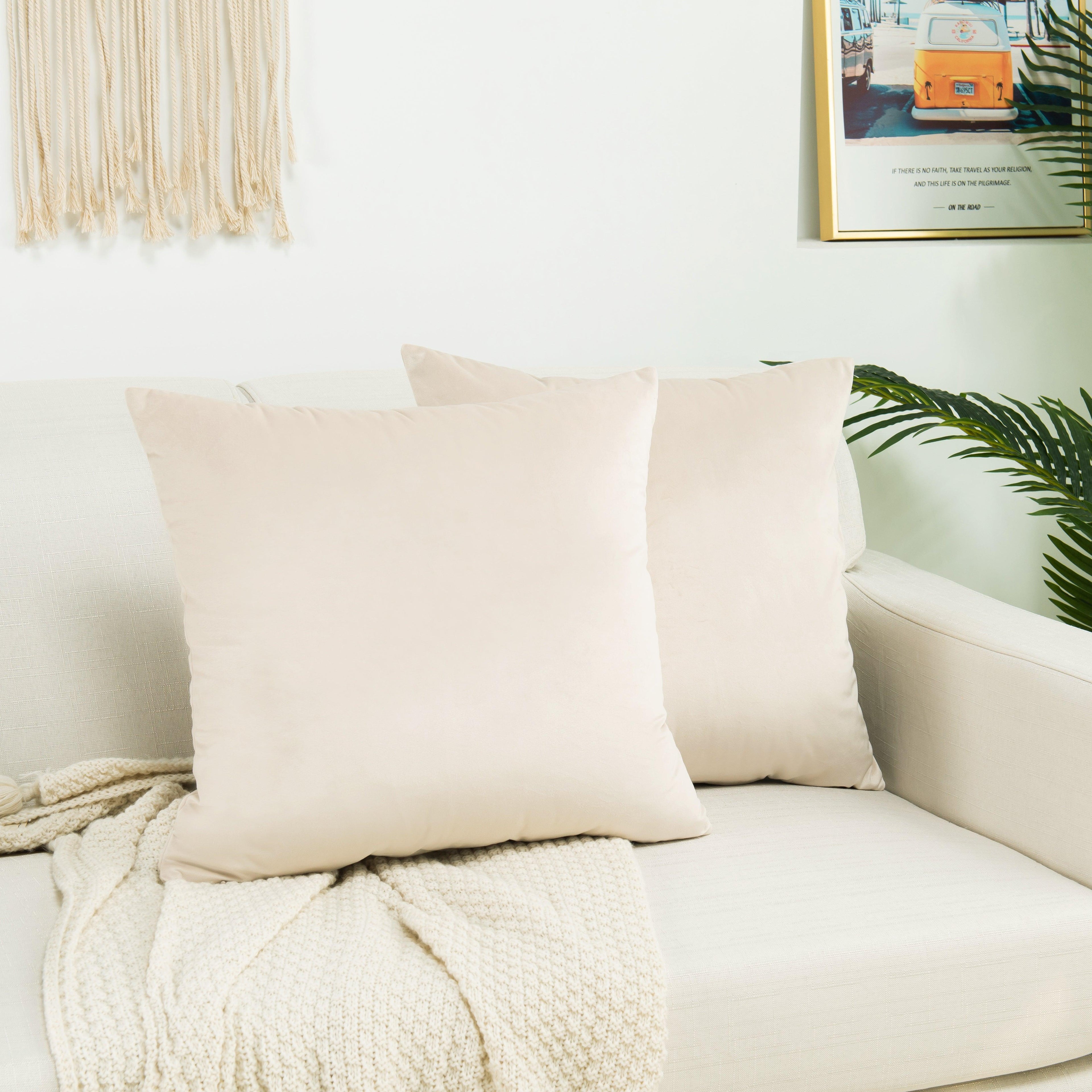 2 Piece Velvet Cushion Cover Solid - Pillow Covers