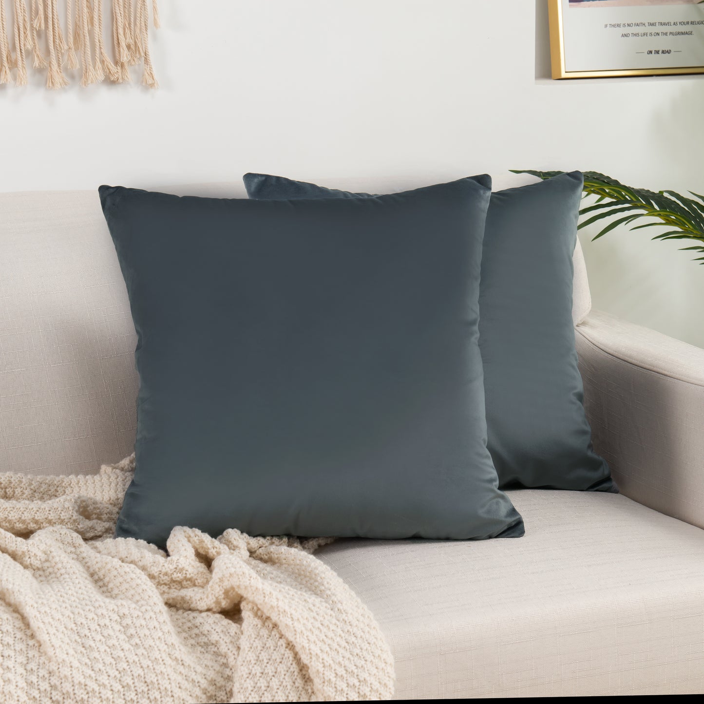 Elegant Comfort 2 Piece Velvet Cushion Cover Solid - Pillow Covers