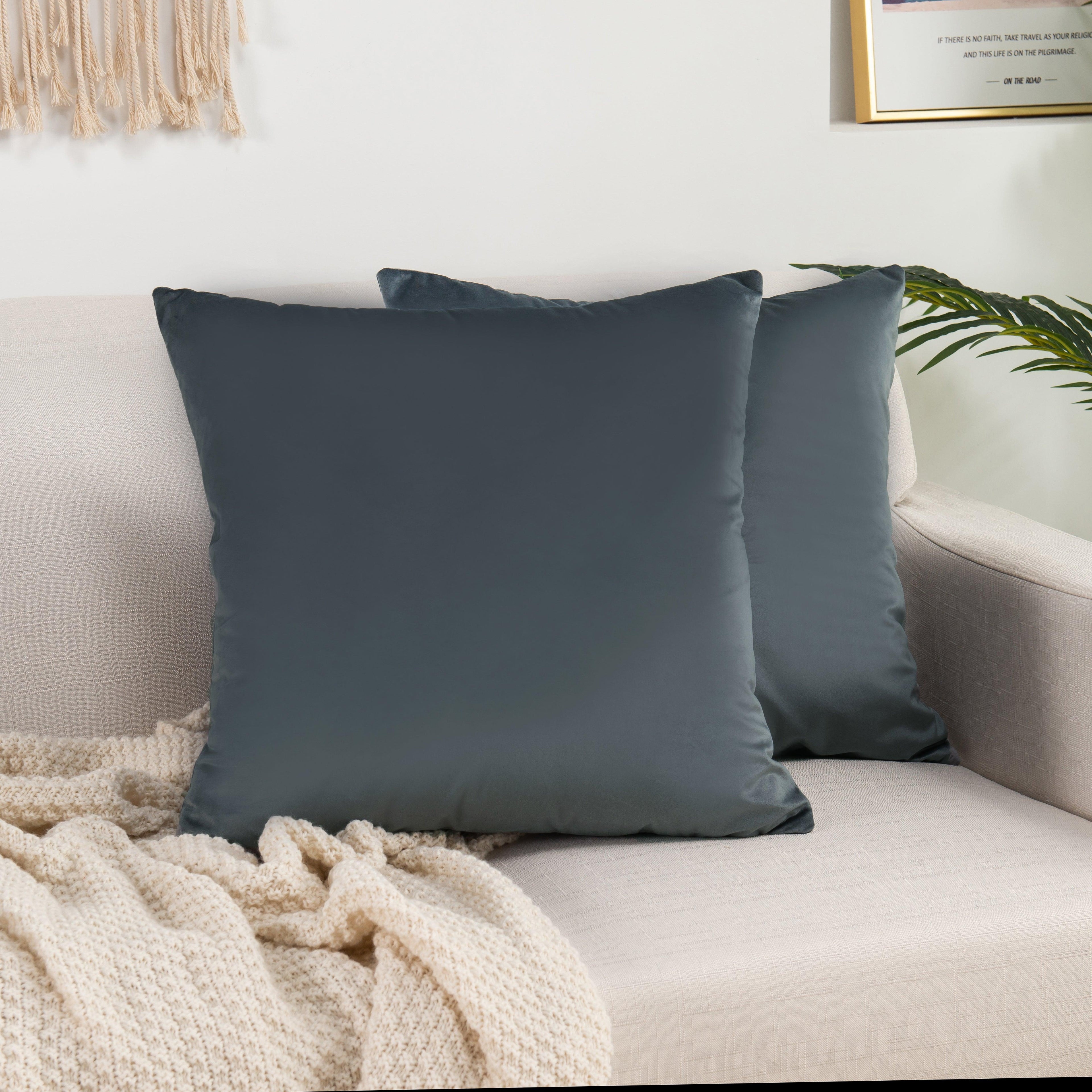 2 Piece Velvet Cushion Cover Solid - Pillow Covers