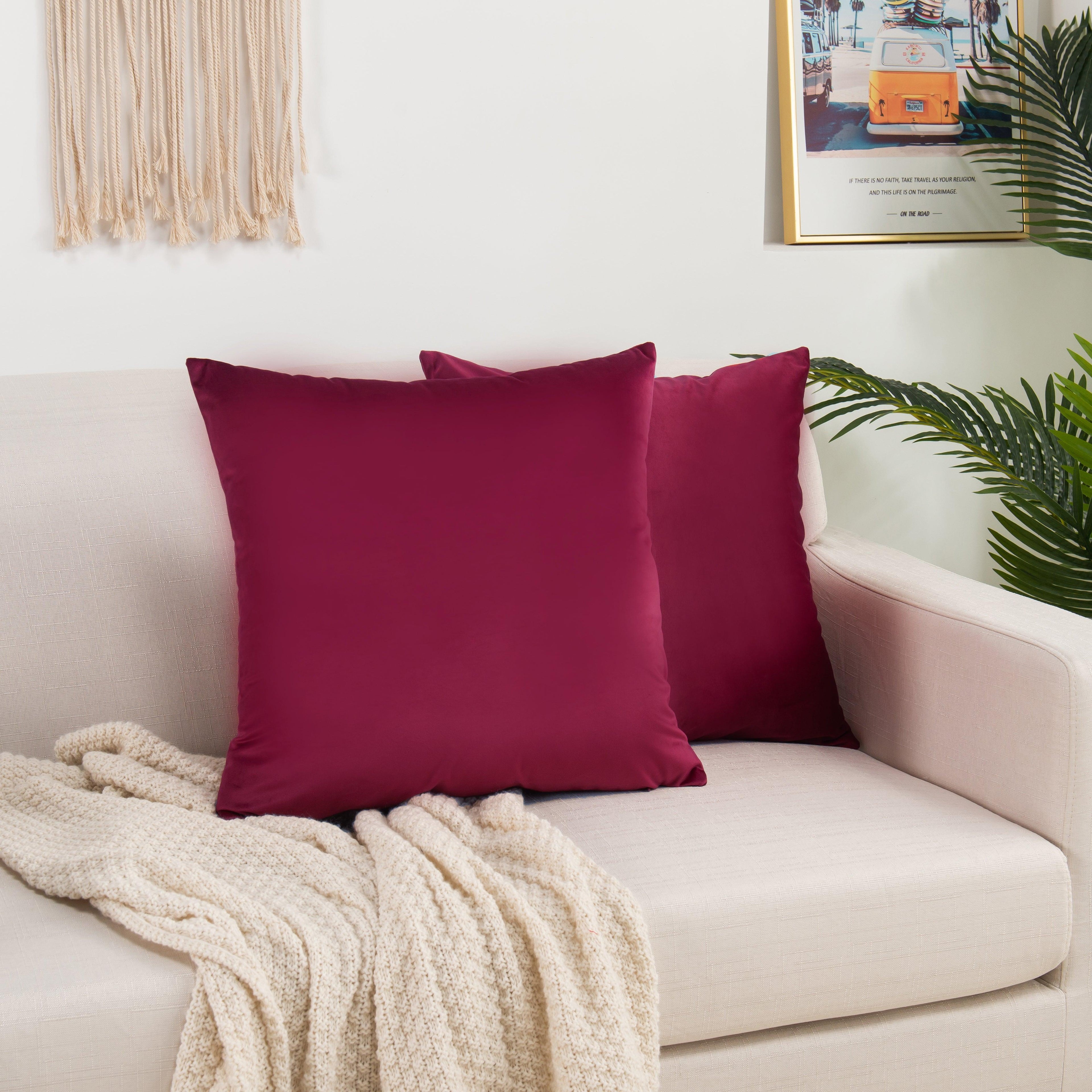 2 Piece Velvet Cushion Cover Solid - Pillow Covers