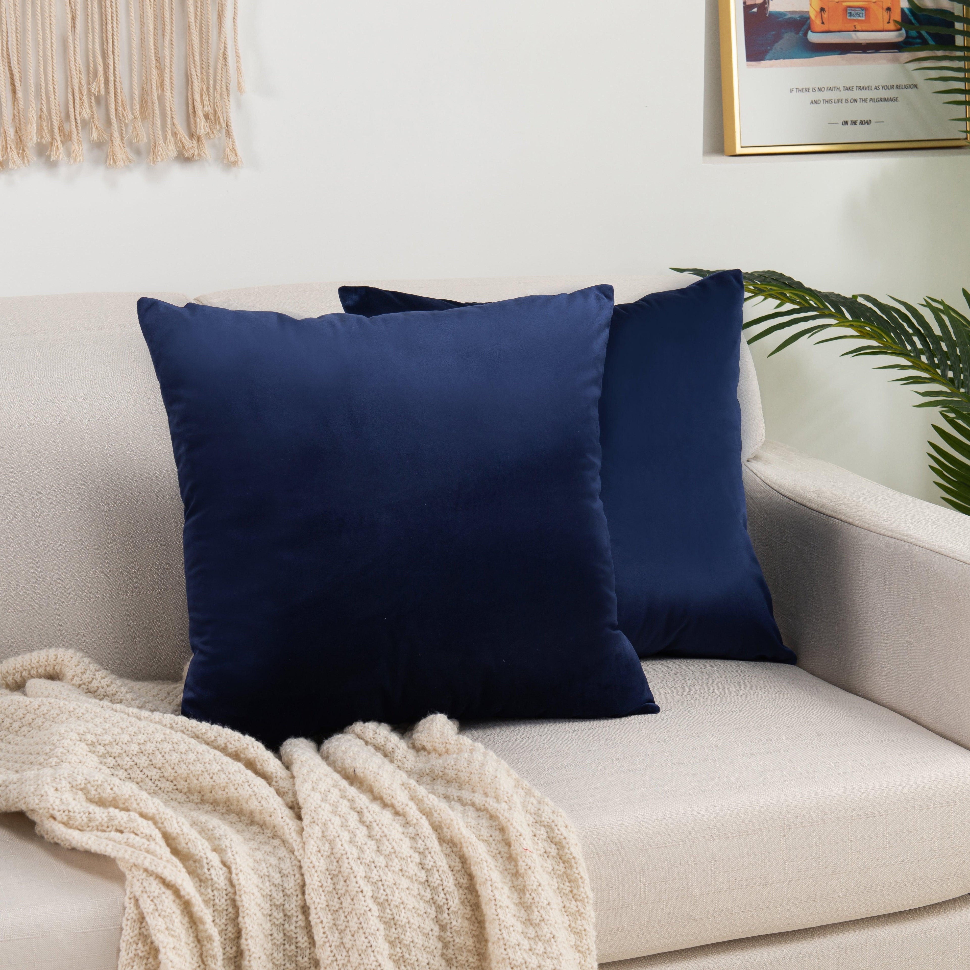 2 Piece Velvet Cushion Cover Solid - Pillow Covers