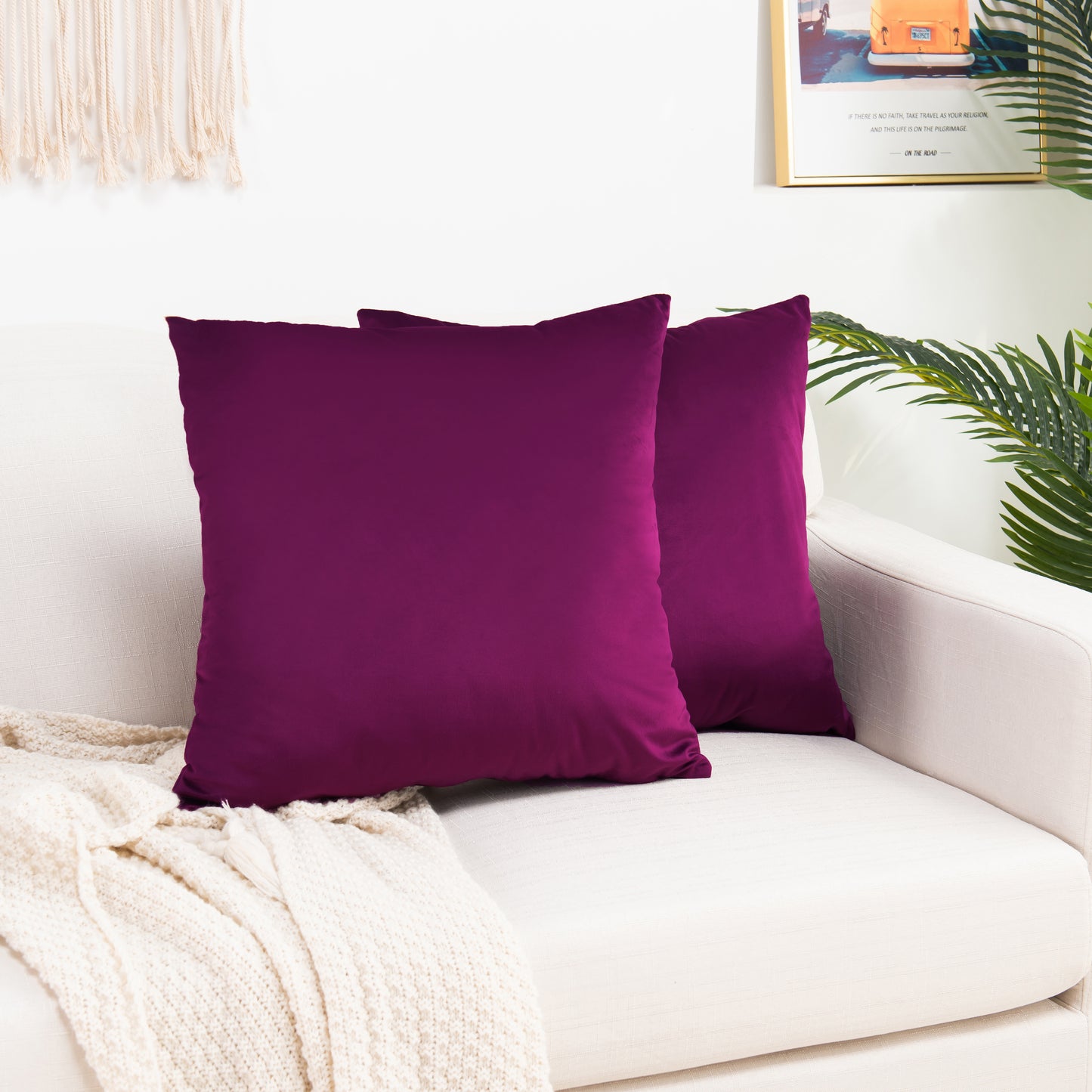 Elegant Comfort 2 Piece Velvet Cushion Cover Solid - Pillow Covers