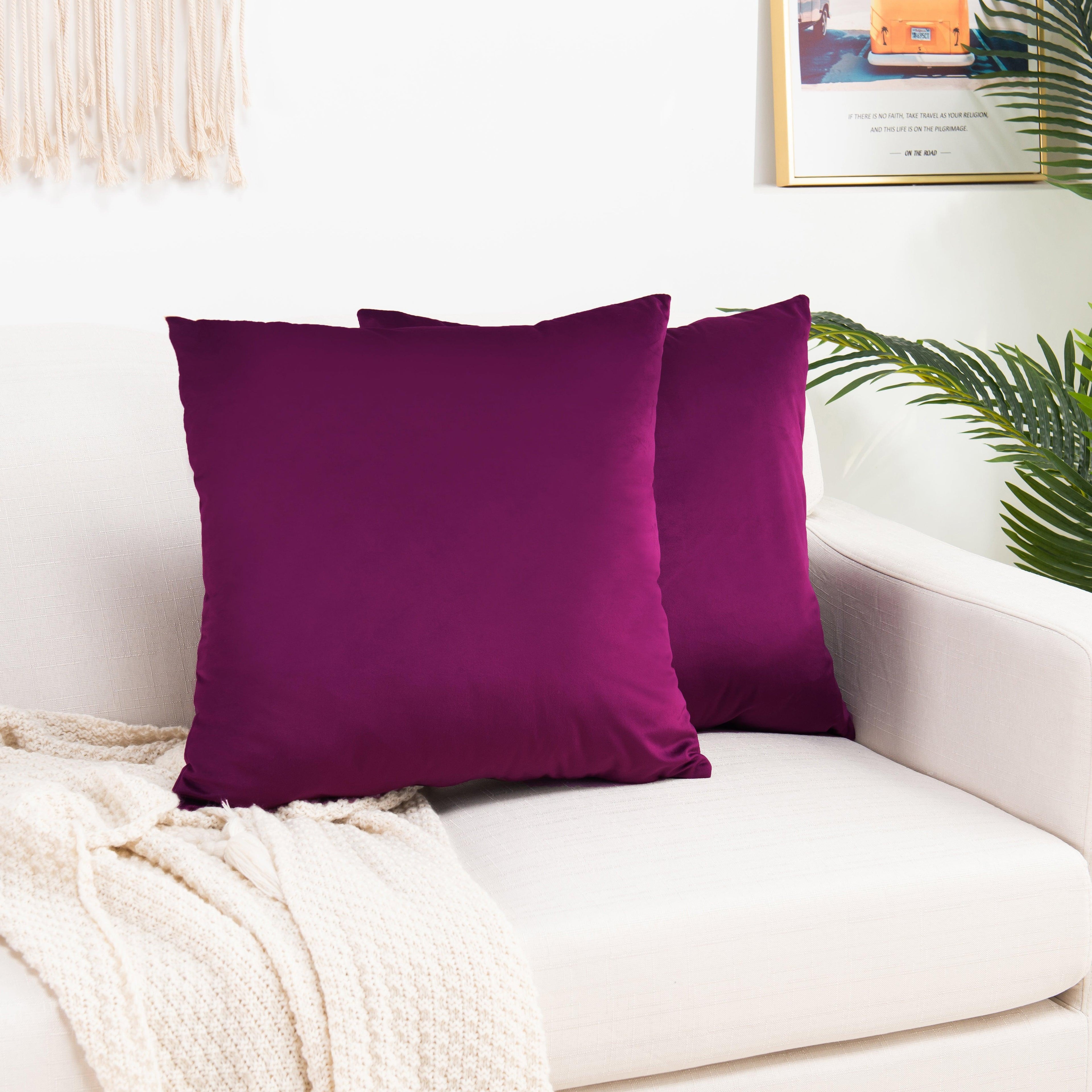 2 Piece Velvet Cushion Cover Solid - Pillow Covers