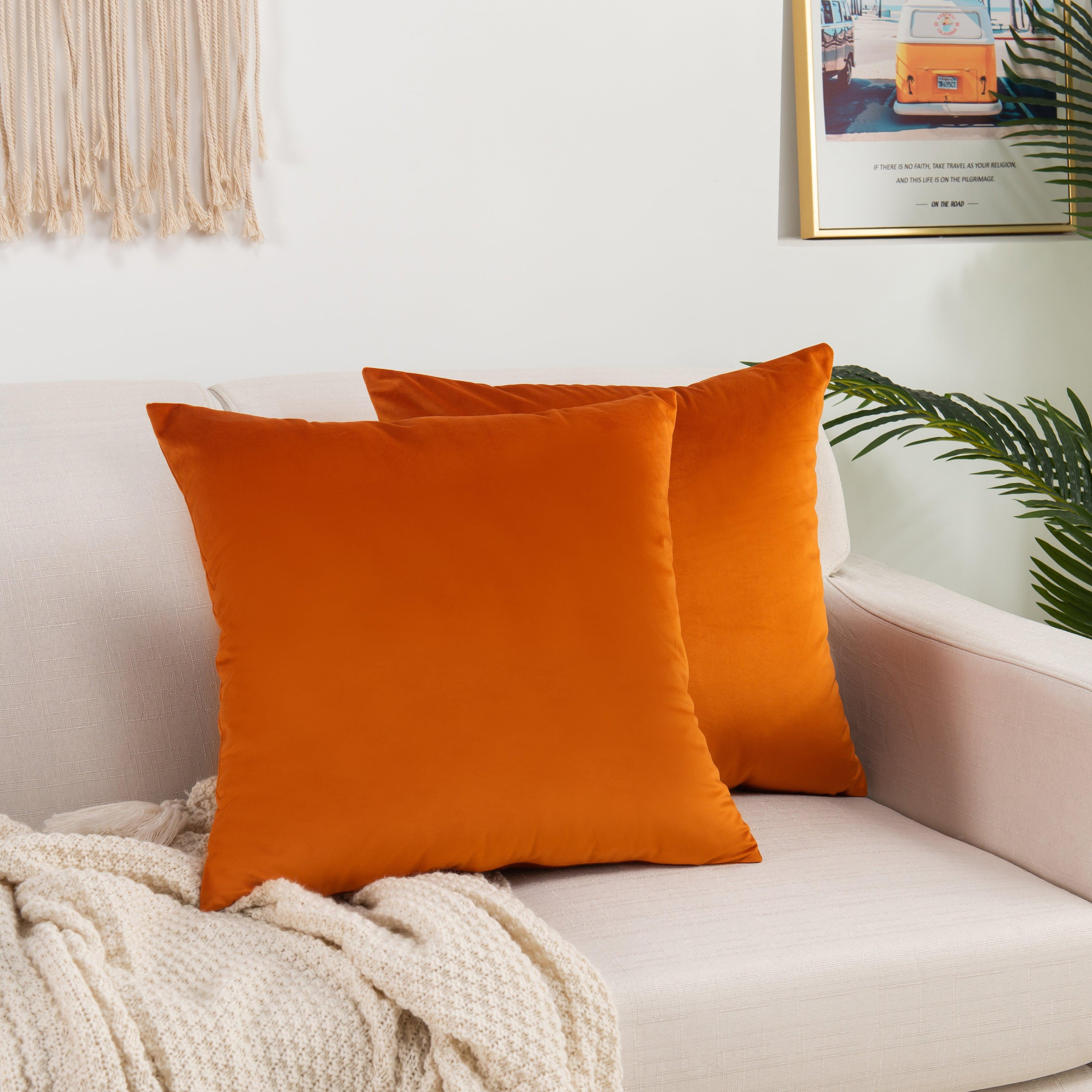 2 Piece Velvet Cushion Cover Solid - Pillow Covers