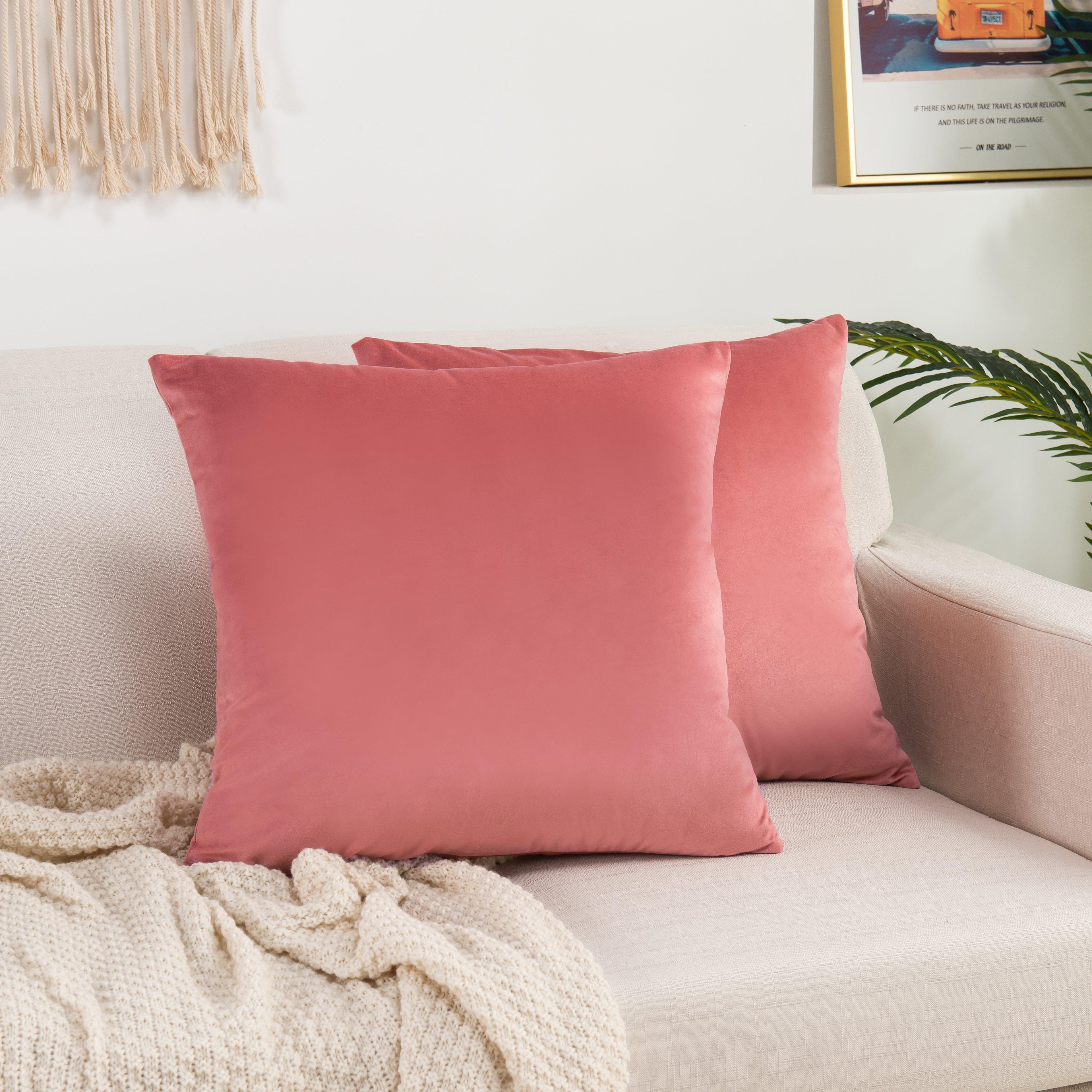 2 Piece Velvet Cushion Cover Solid - Pillow Covers