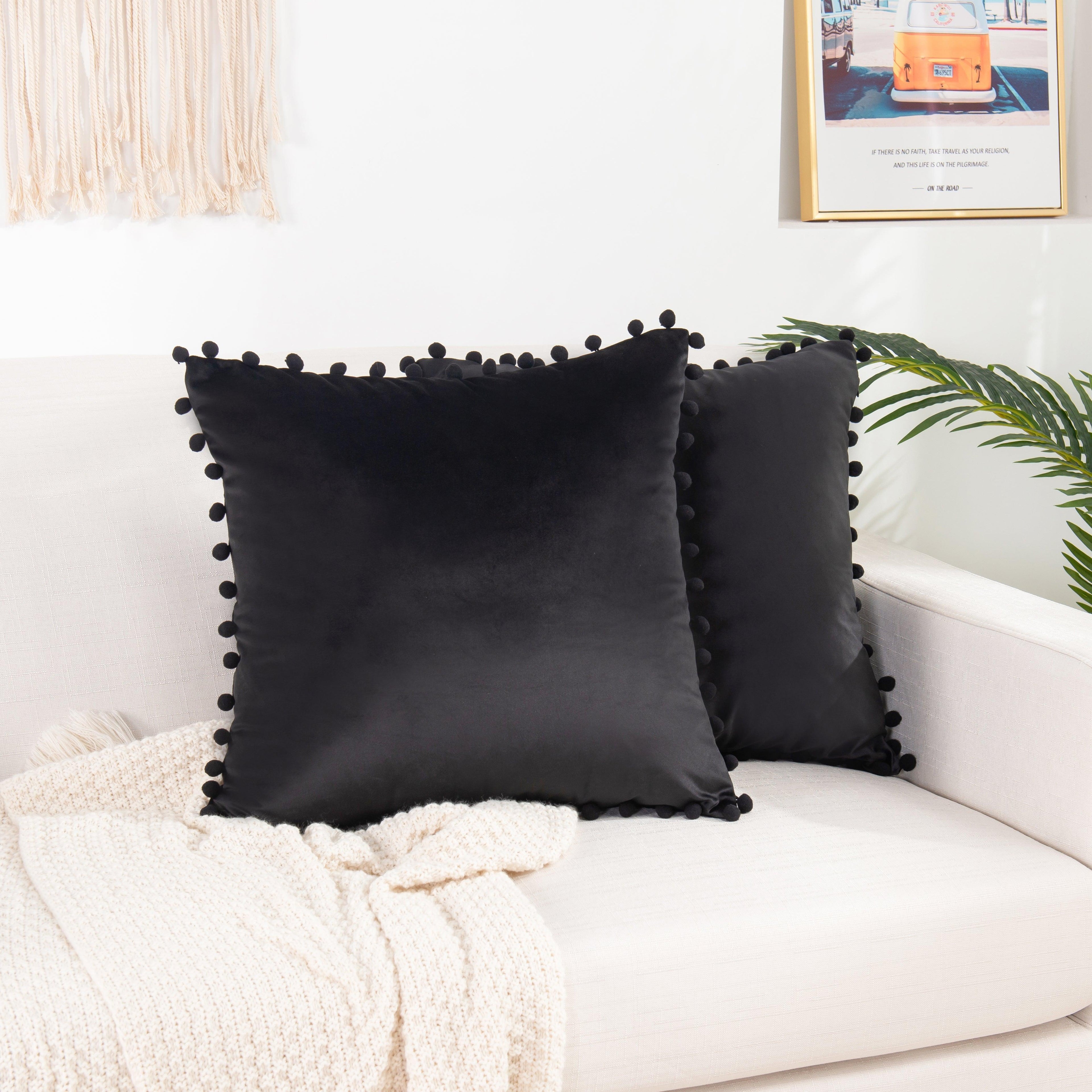 2 Piece Pom-Pom Velvet Cushion Cover - Pillow Covers