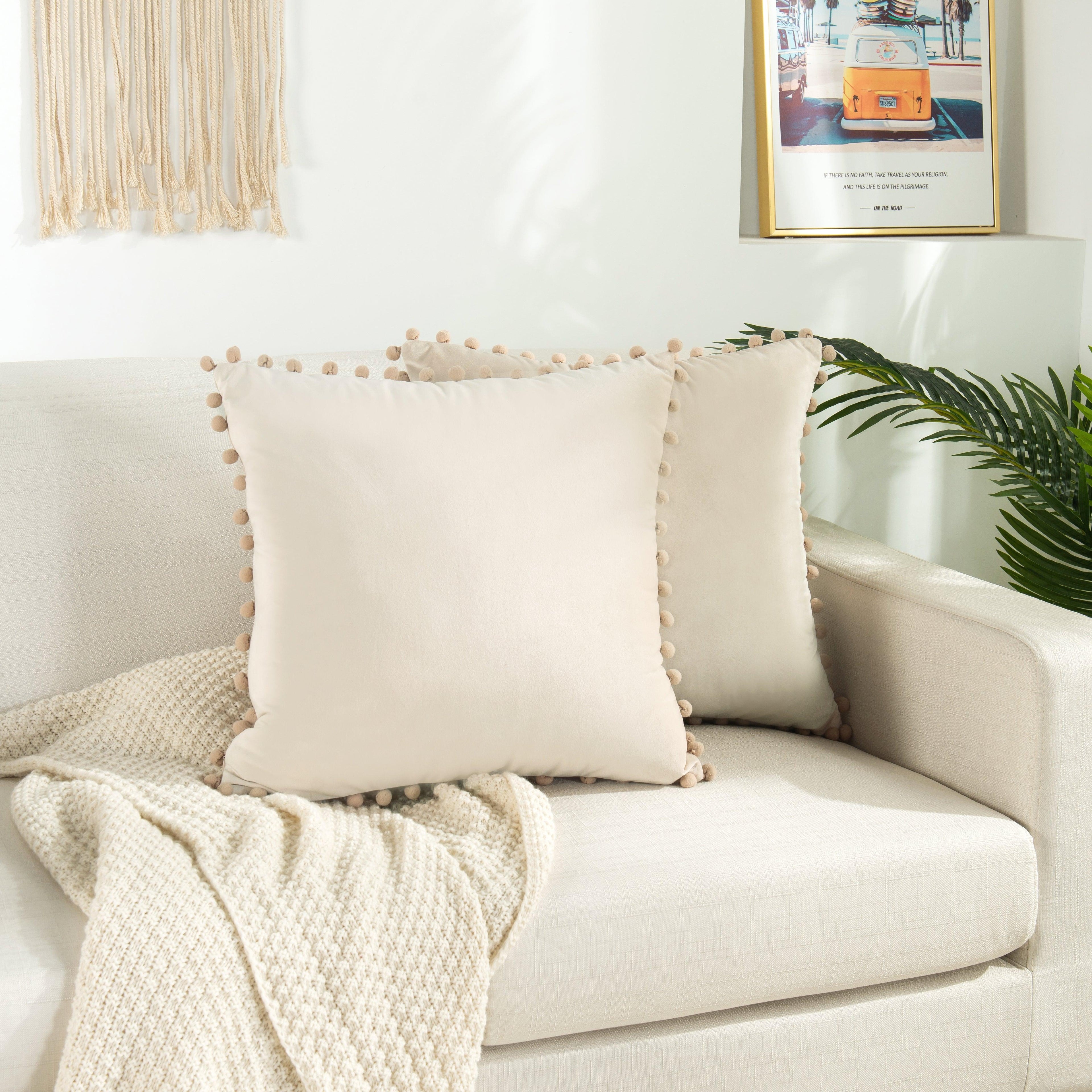 2 Piece Pom-Pom Velvet Cushion Cover - Pillow Covers