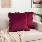 2 Piece Pom-Pom Velvet Cushion Cover - Pillow Covers