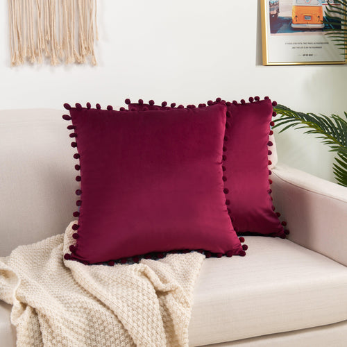 2 Piece Pom-Pom Velvet Cushion Cover - Pillow Covers