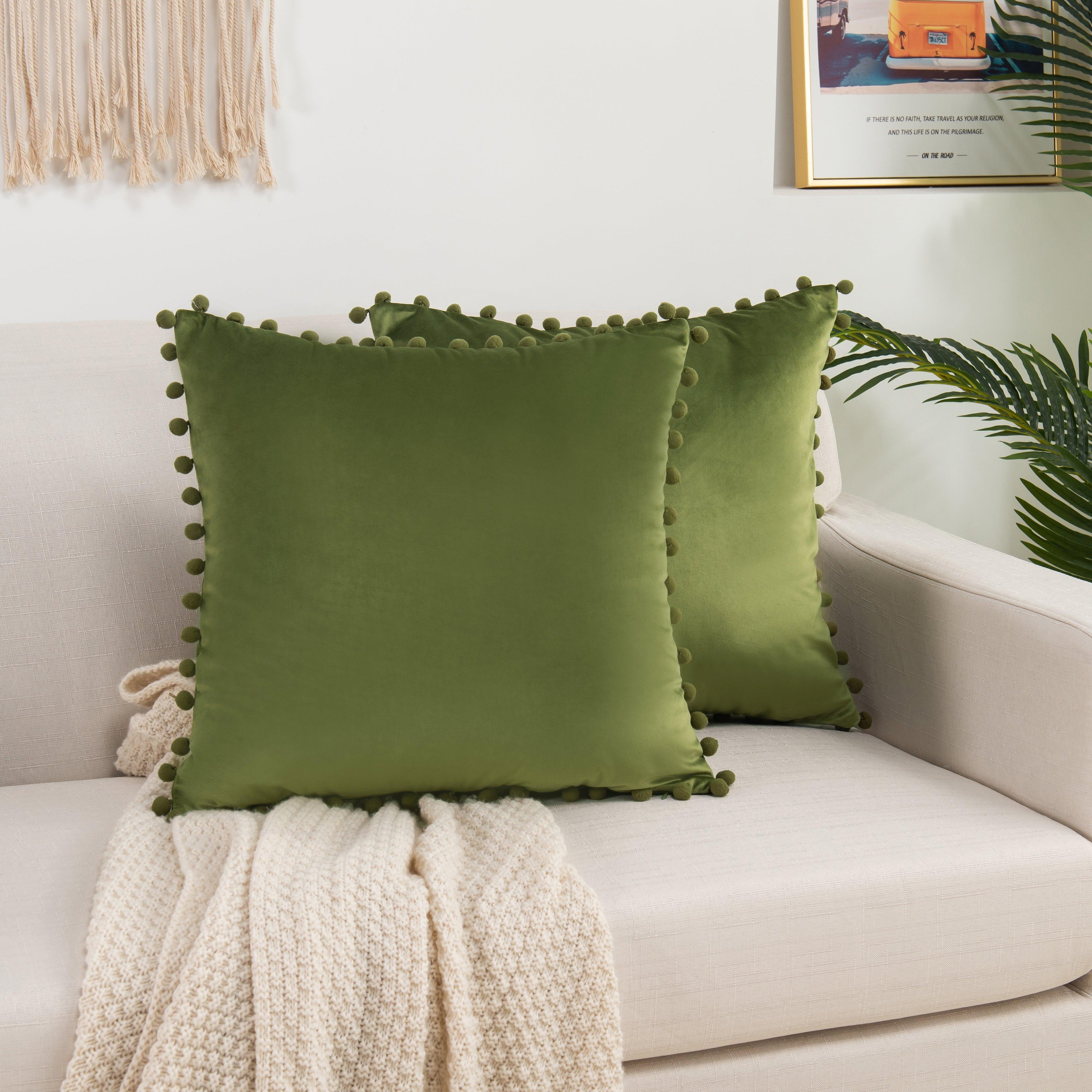 2 Piece Pom-Pom Velvet Cushion Cover - Pillow Covers