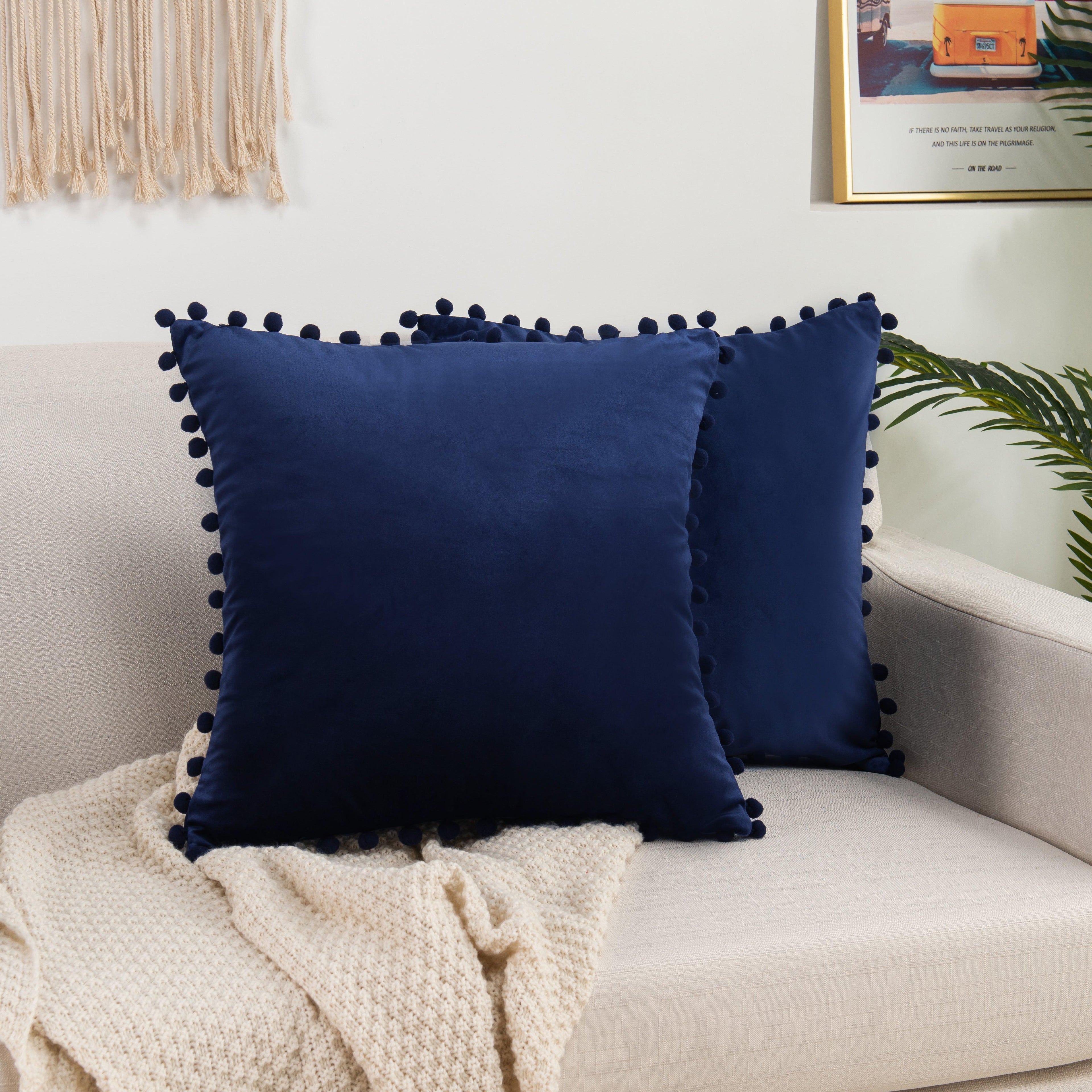 2 Piece Pom-Pom Velvet Cushion Cover - Pillow Covers