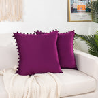 2 Piece Pom-Pom Velvet Cushion Cover - Pillow Covers