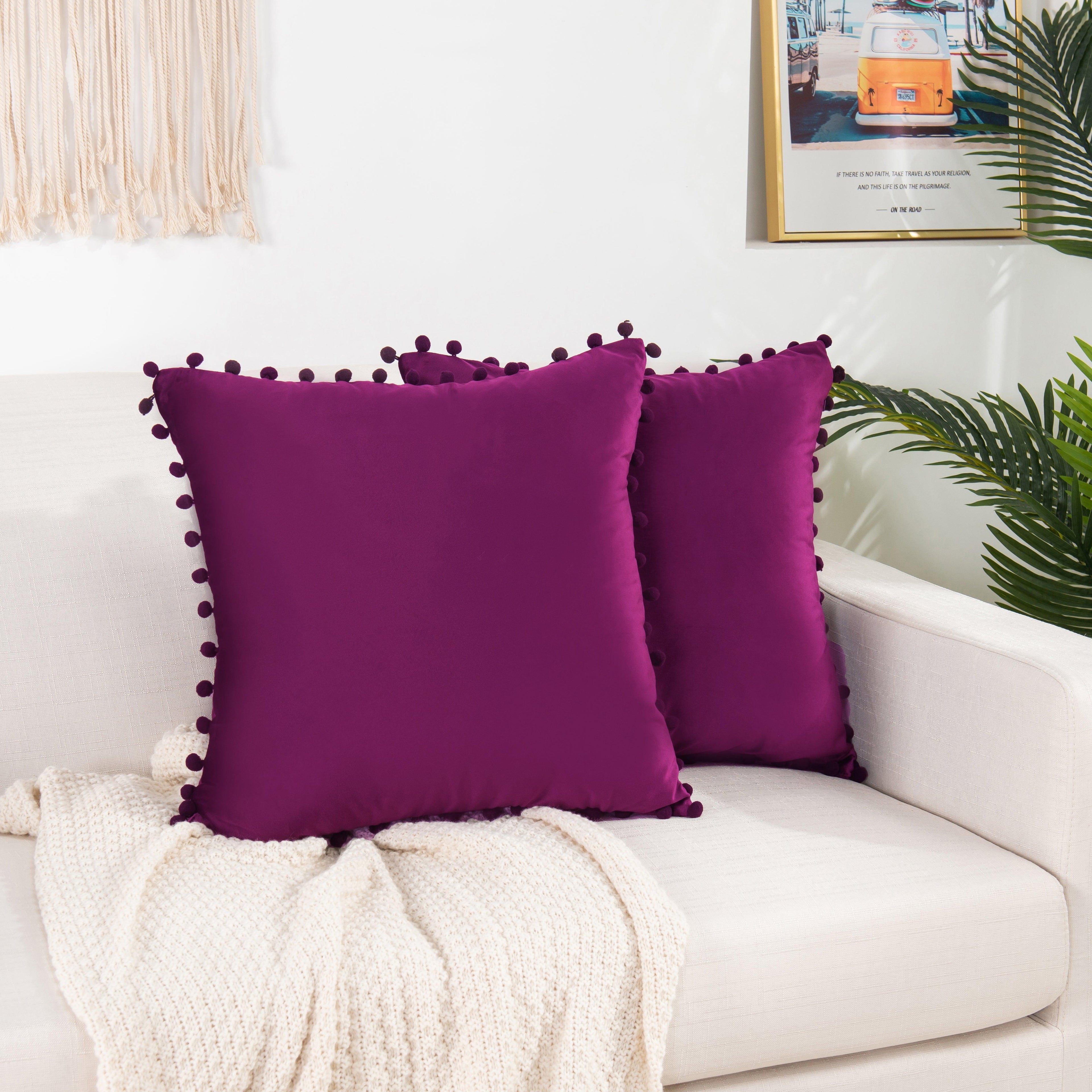 2 Piece Pom-Pom Velvet Cushion Cover - Pillow Covers