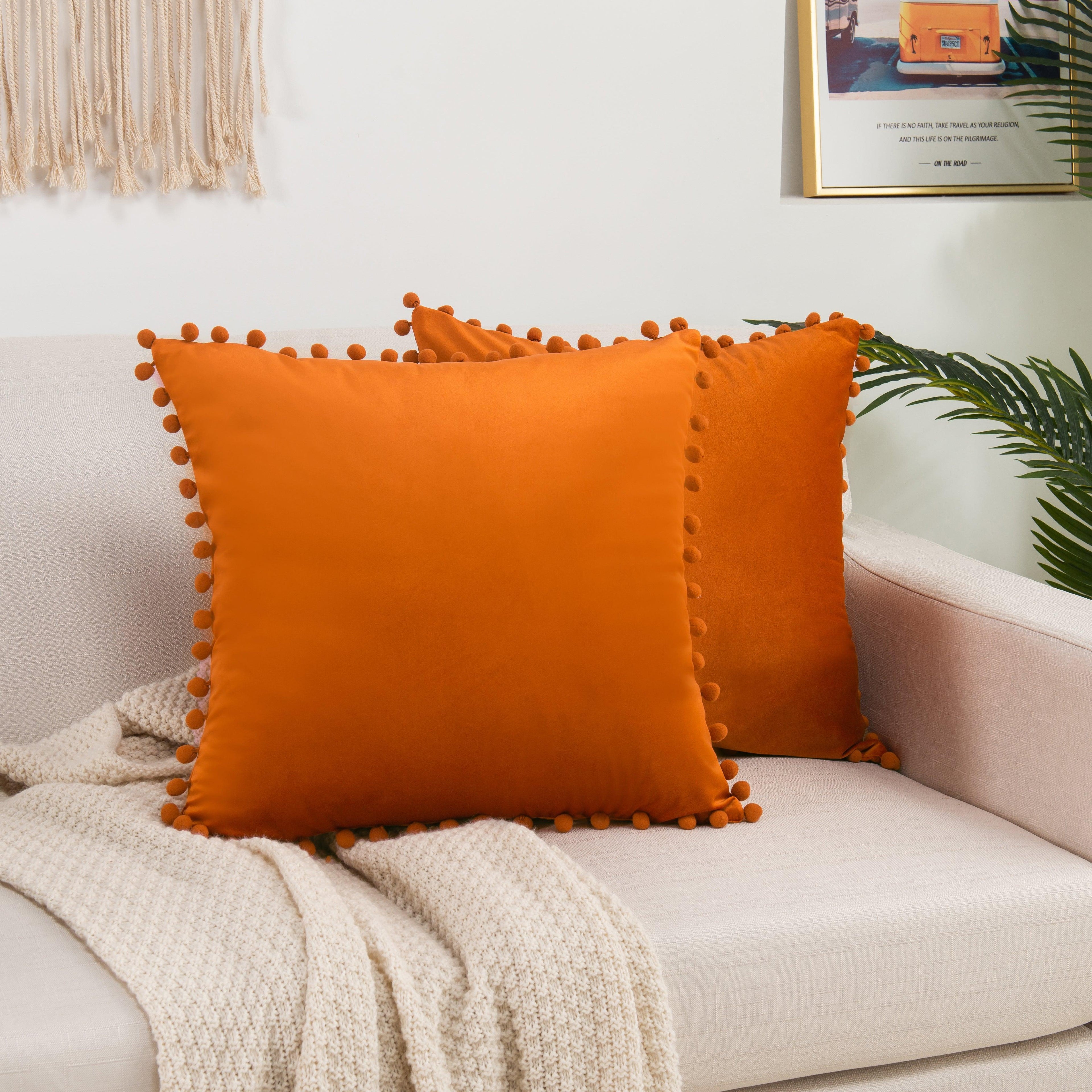2 Piece Pom-Pom Velvet Cushion Cover - Pillow Covers