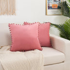 2 Piece Pom-Pom Velvet Cushion Cover - Pillow Covers