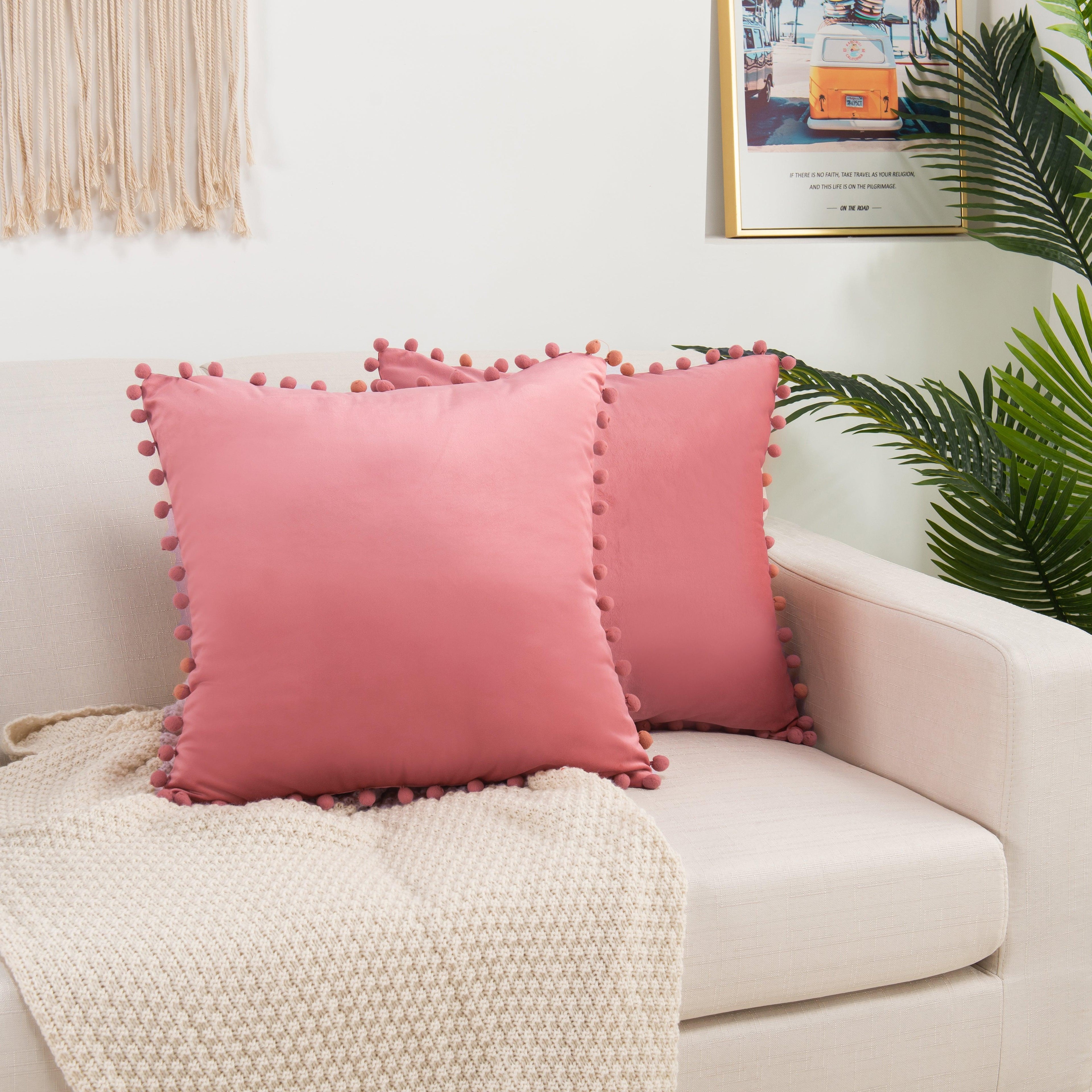 2 Piece Pom-Pom Velvet Cushion Cover - Pillow Covers
