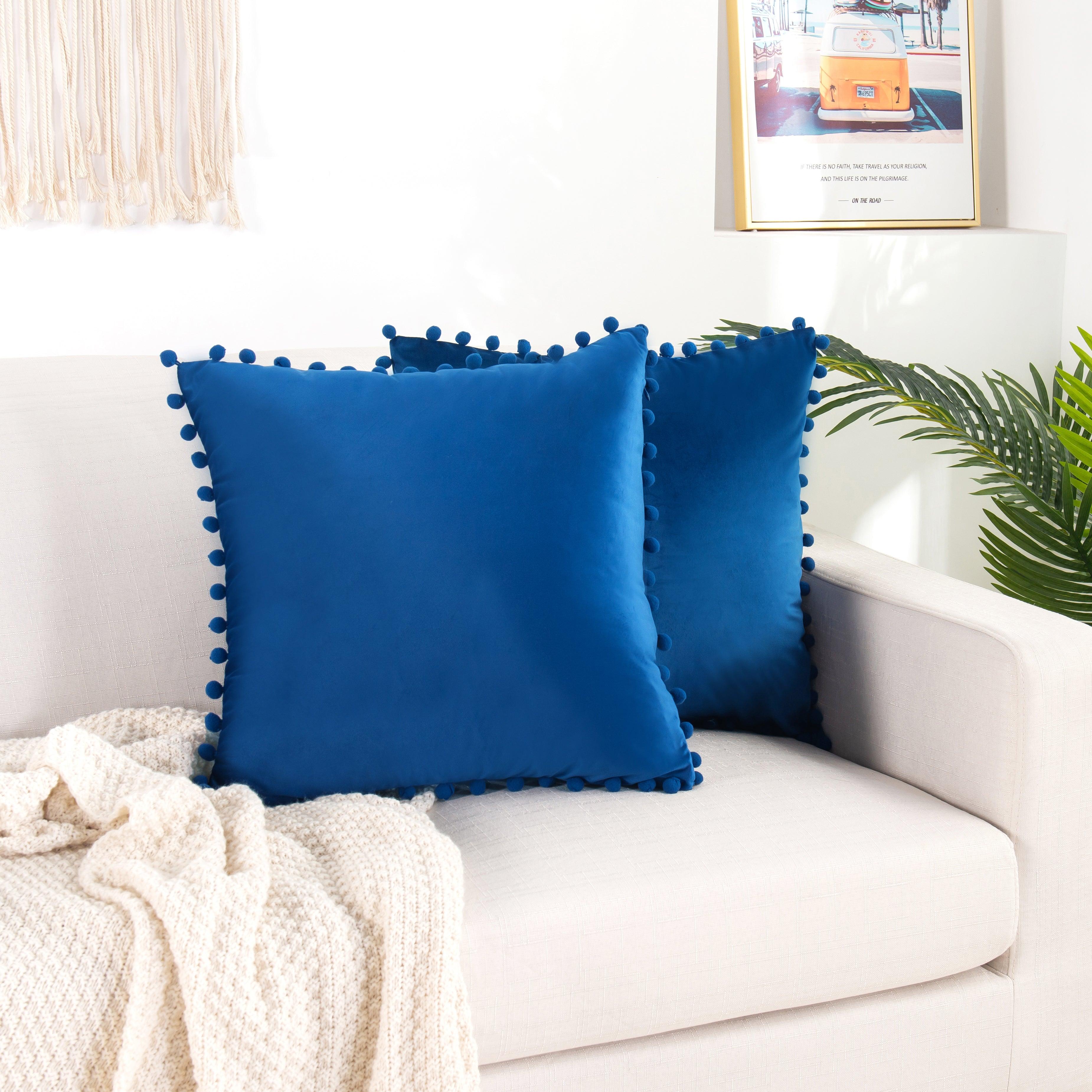 2 Piece Pom-Pom Velvet Cushion Cover - Pillow Covers