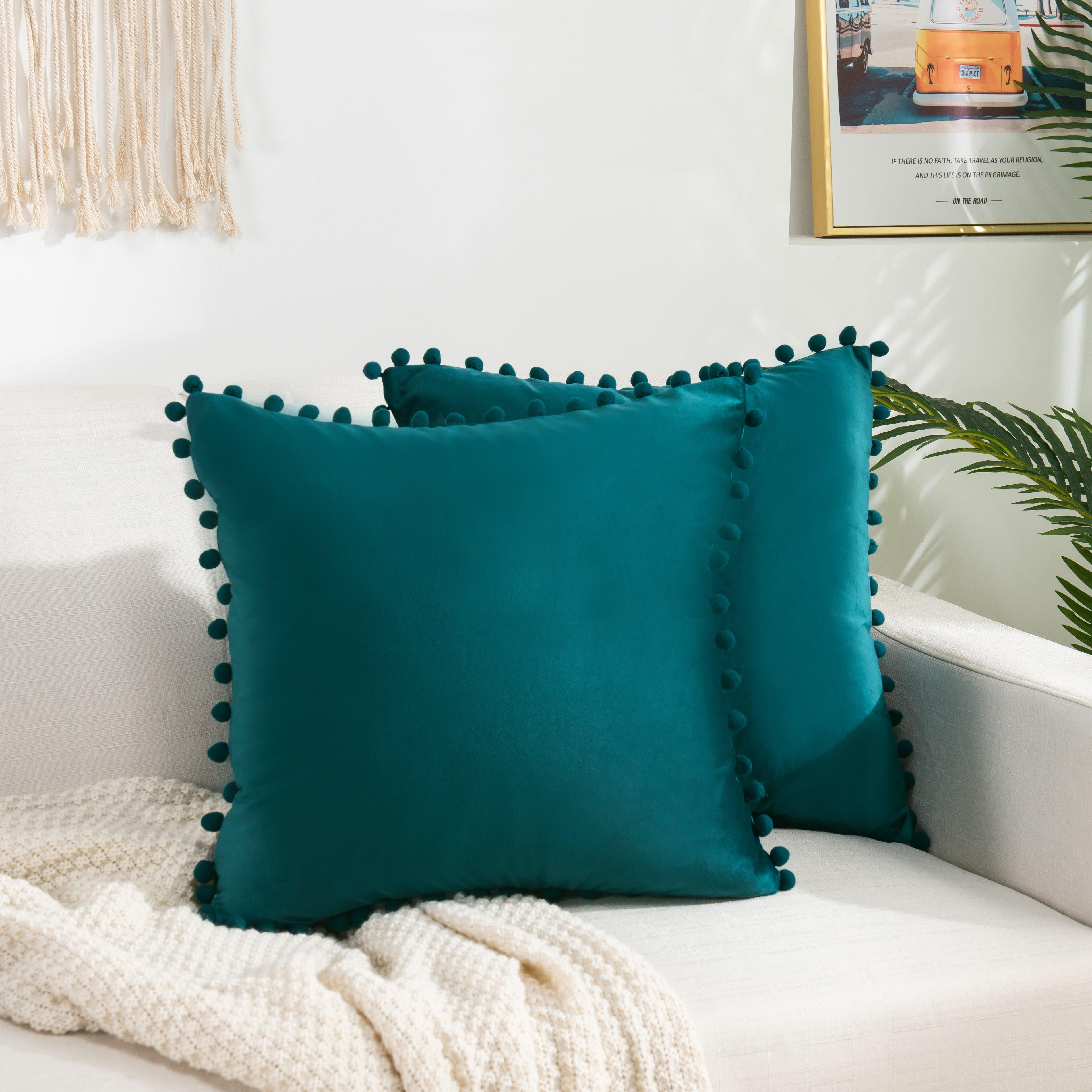 2 Piece Pom-Pom Velvet Cushion Cover - Pillow Covers