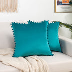 2 Piece Pom-Pom Velvet Cushion Cover - Pillow Covers
