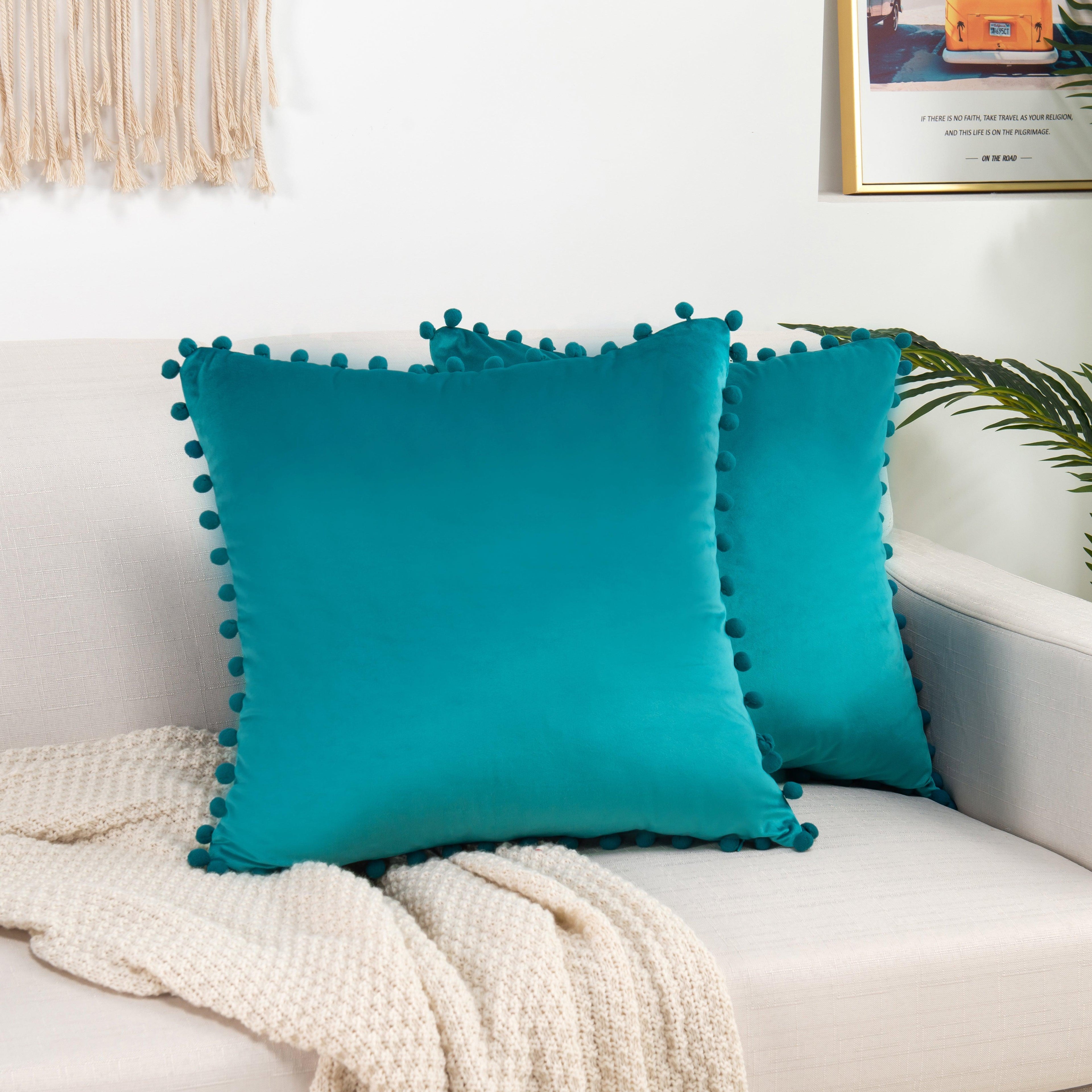 2 Piece Pom-Pom Velvet Cushion Cover - Pillow Covers