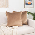 2 Piece Pom-Pom Velvet Cushion Cover - Pillow Covers