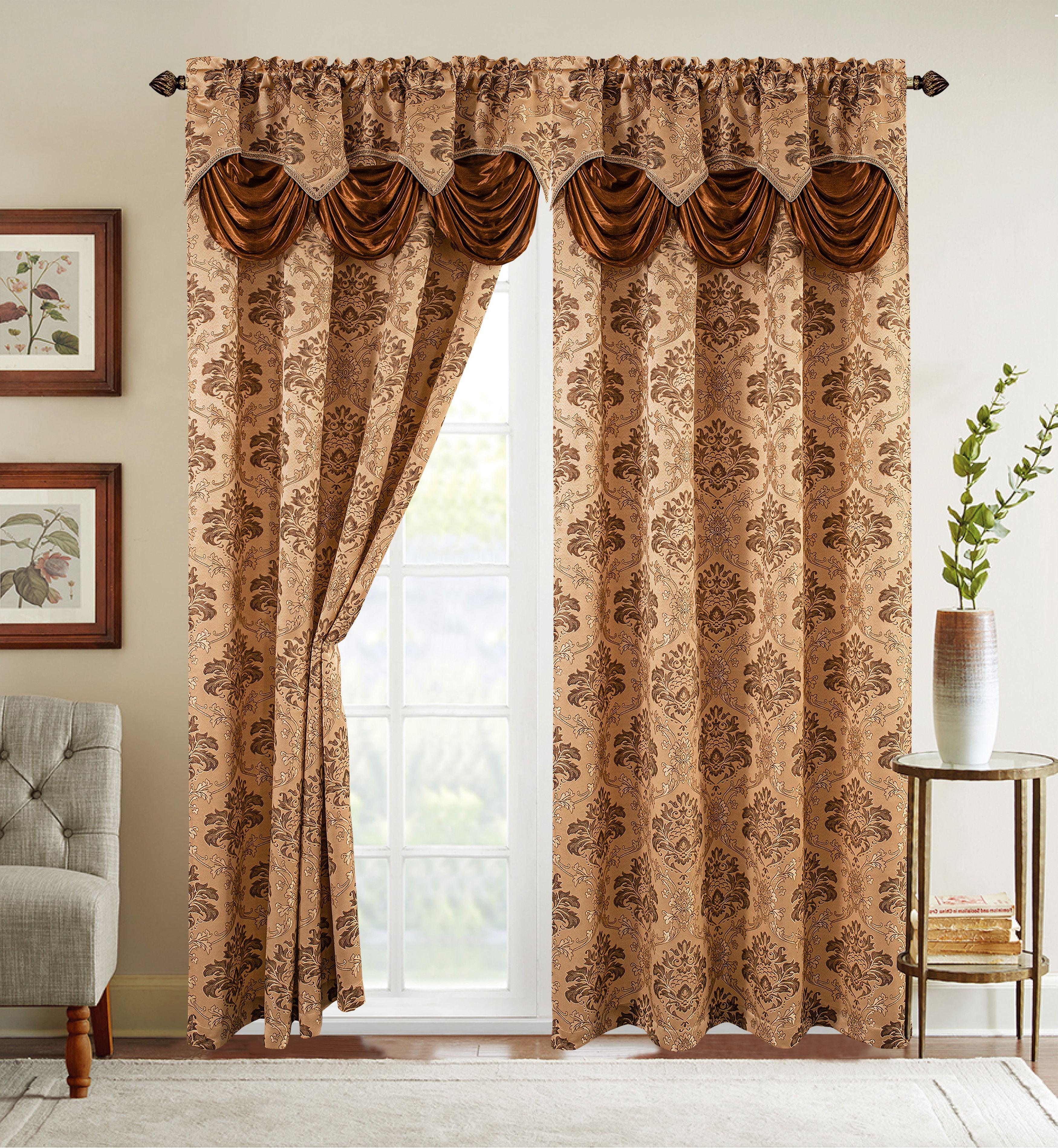 Set of 2 Saffa Jacquard Look Curtain Panels - 54" W x 84" L