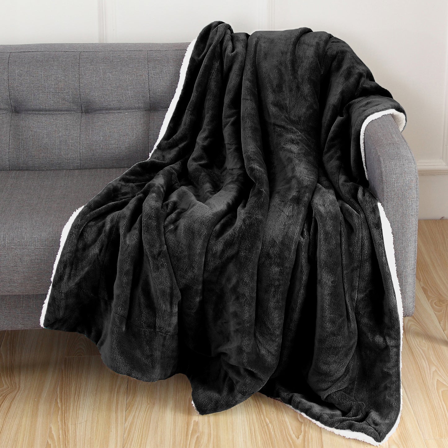 Elegant Comfort Reversible Sherpa Throw 50" x 60" - Sherpa Back Throw Blanket