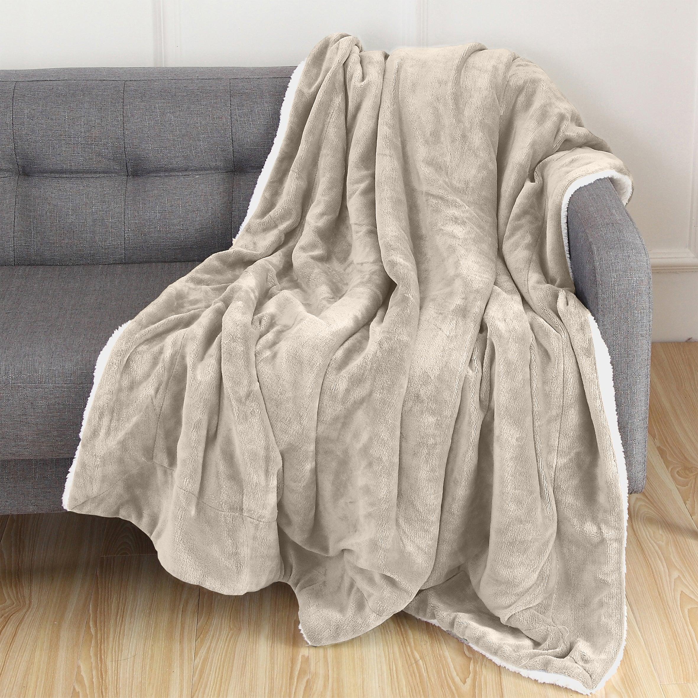 Reversible Sherpa Throw Blanket - Sherpa Back Throw Blanket