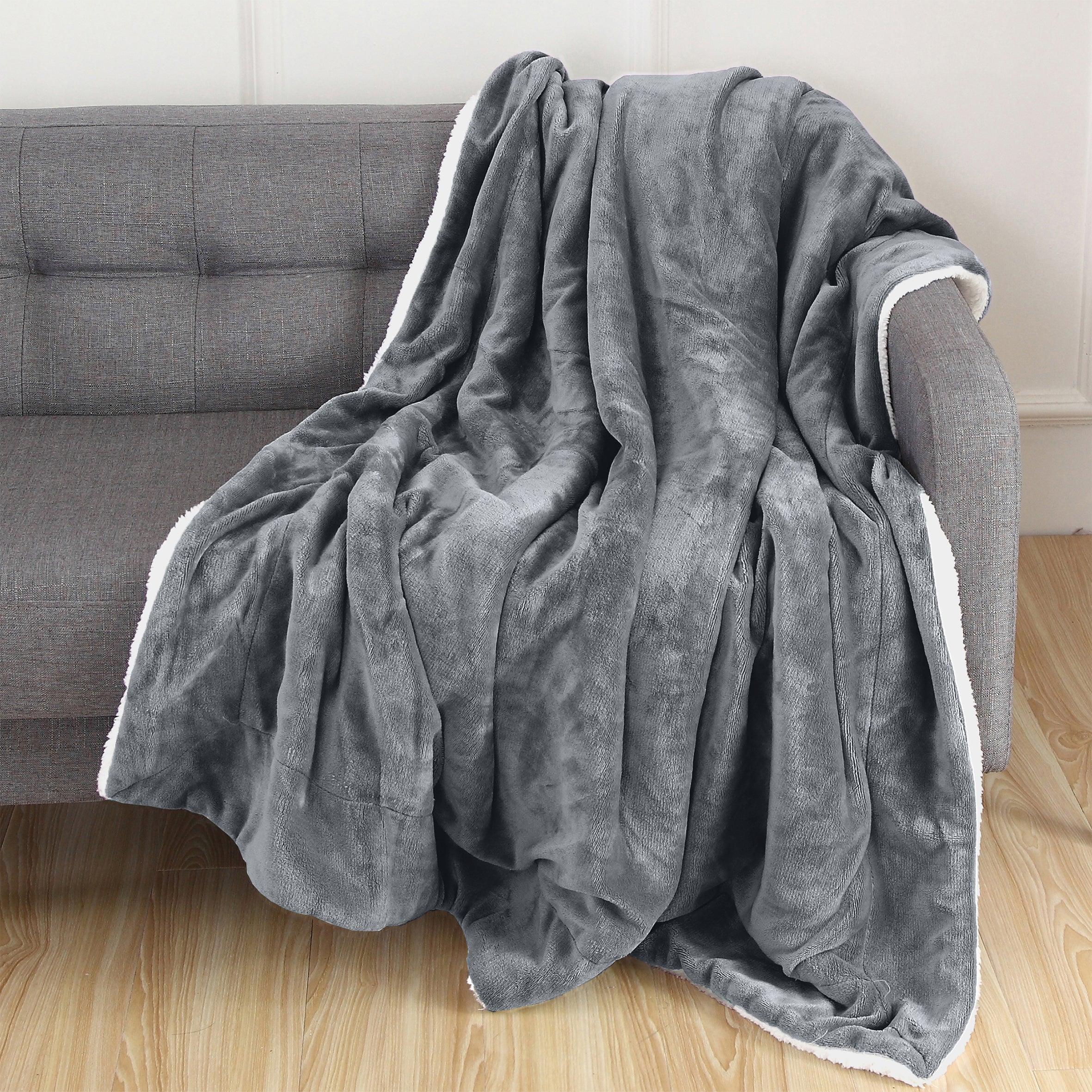 Reversible Sherpa Throw Blanket - Sherpa Back Throw Blanket