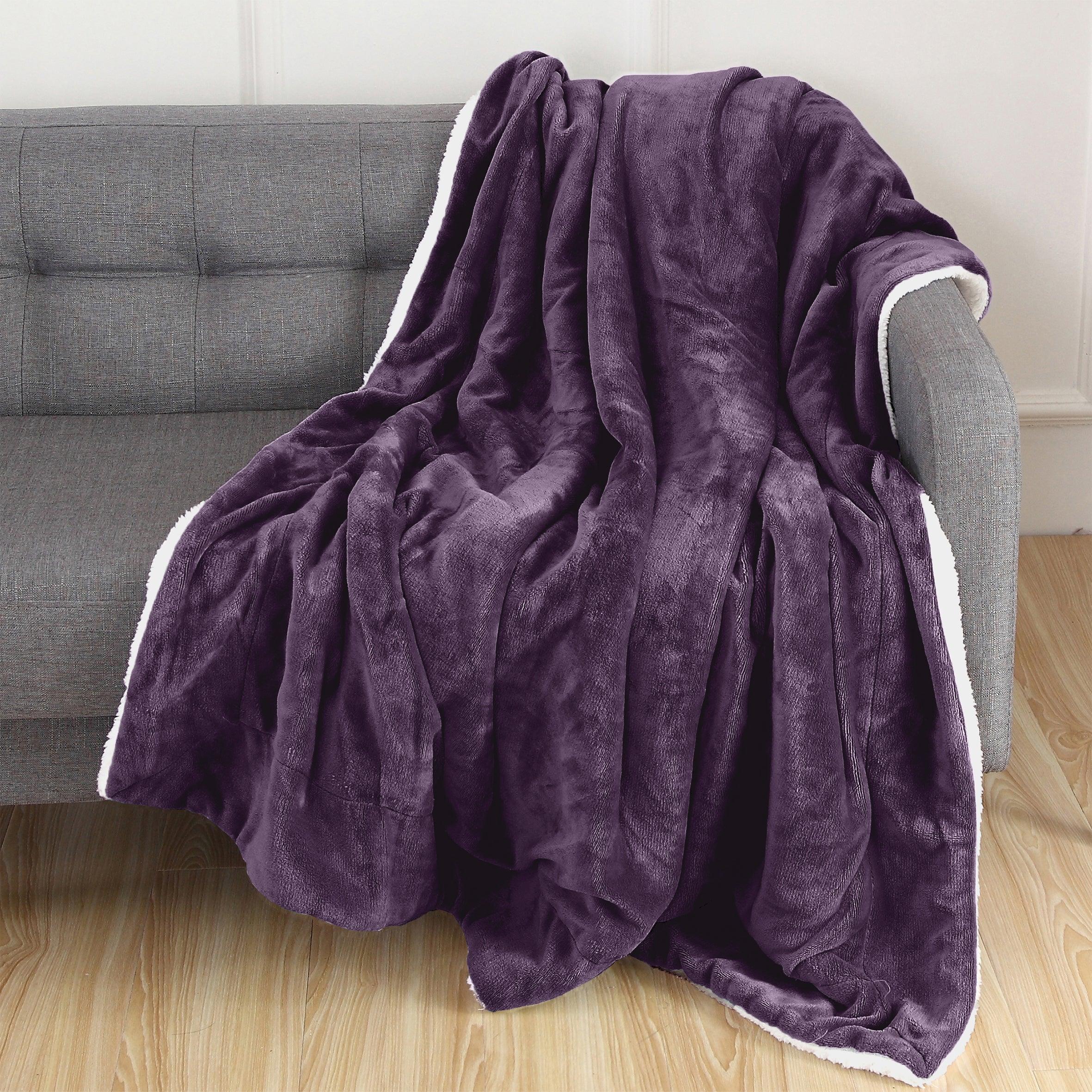 Reversible Sherpa Throw Blanket - Sherpa Back Throw Blanket