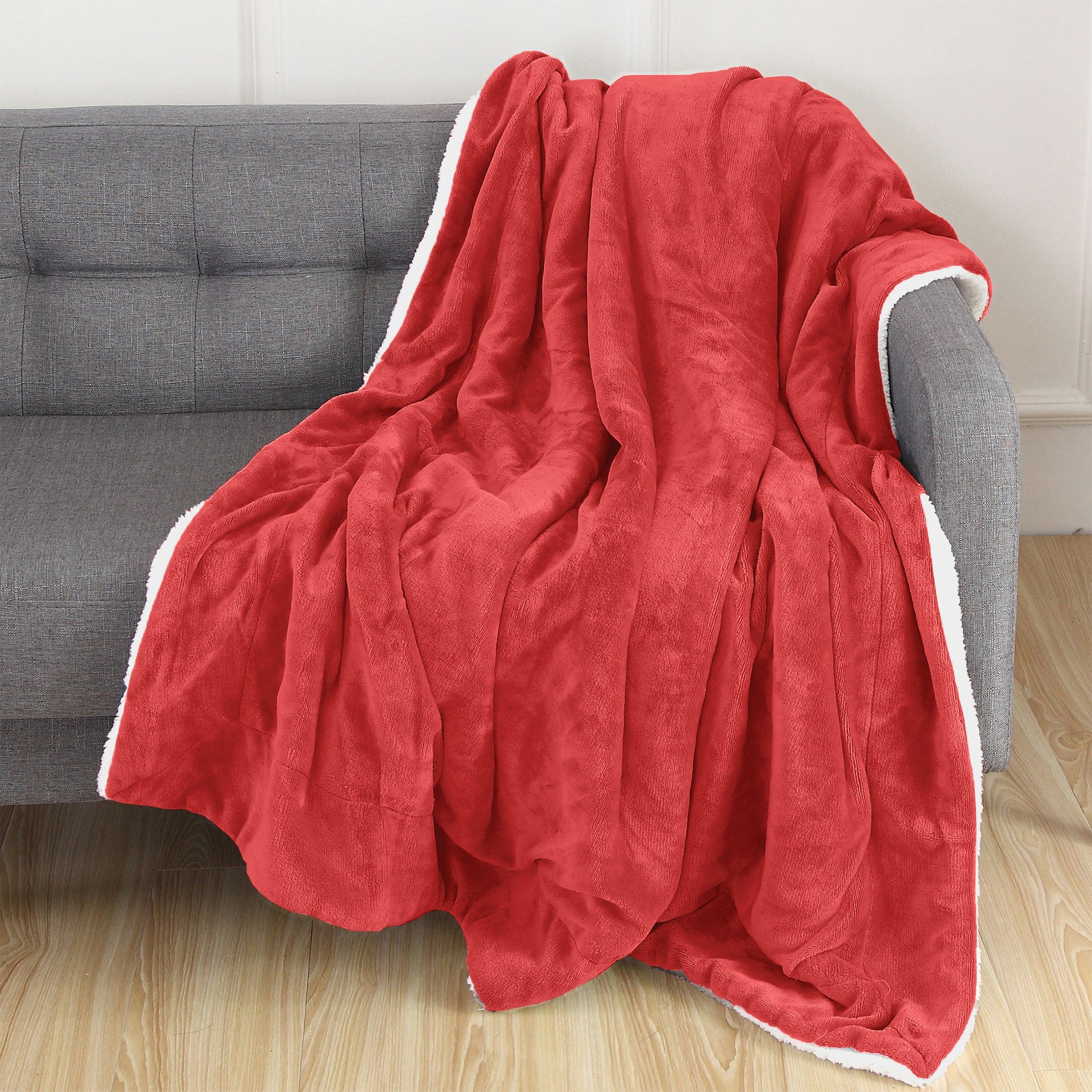 Reversible Sherpa Throw Blanket - Sherpa Back Throw Blanket