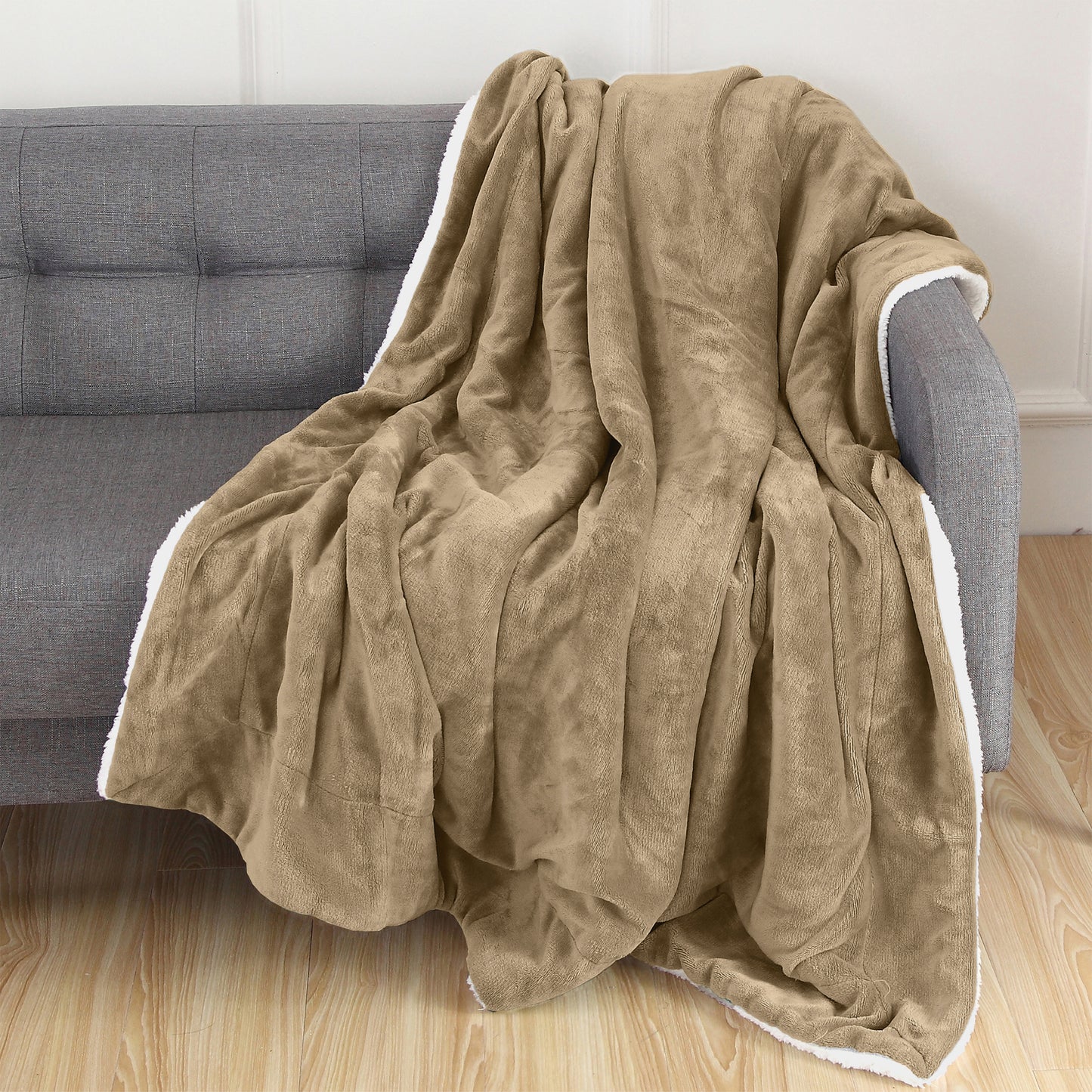 Elegant Comfort Reversible Sherpa Throw 50" x 60" - Sherpa Back Throw Blanket
