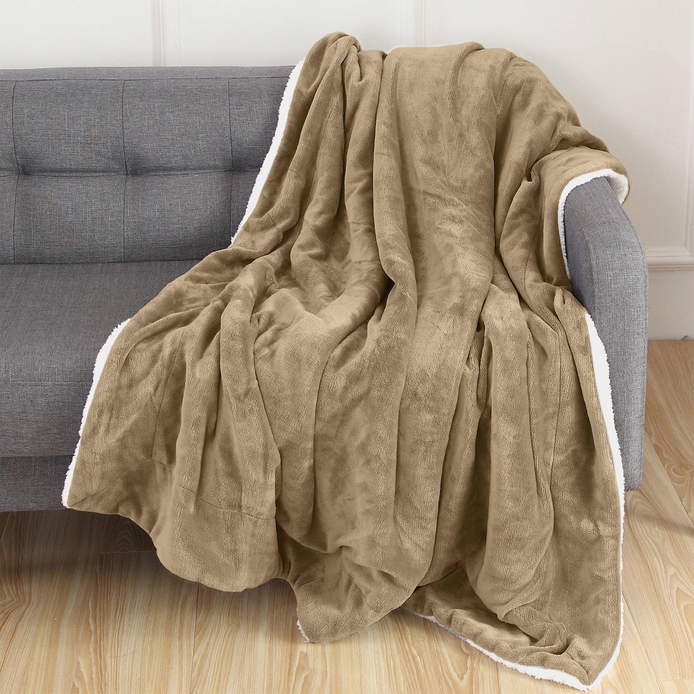 Reversible Sherpa Throw Blanket - Sherpa Back Throw Blanket