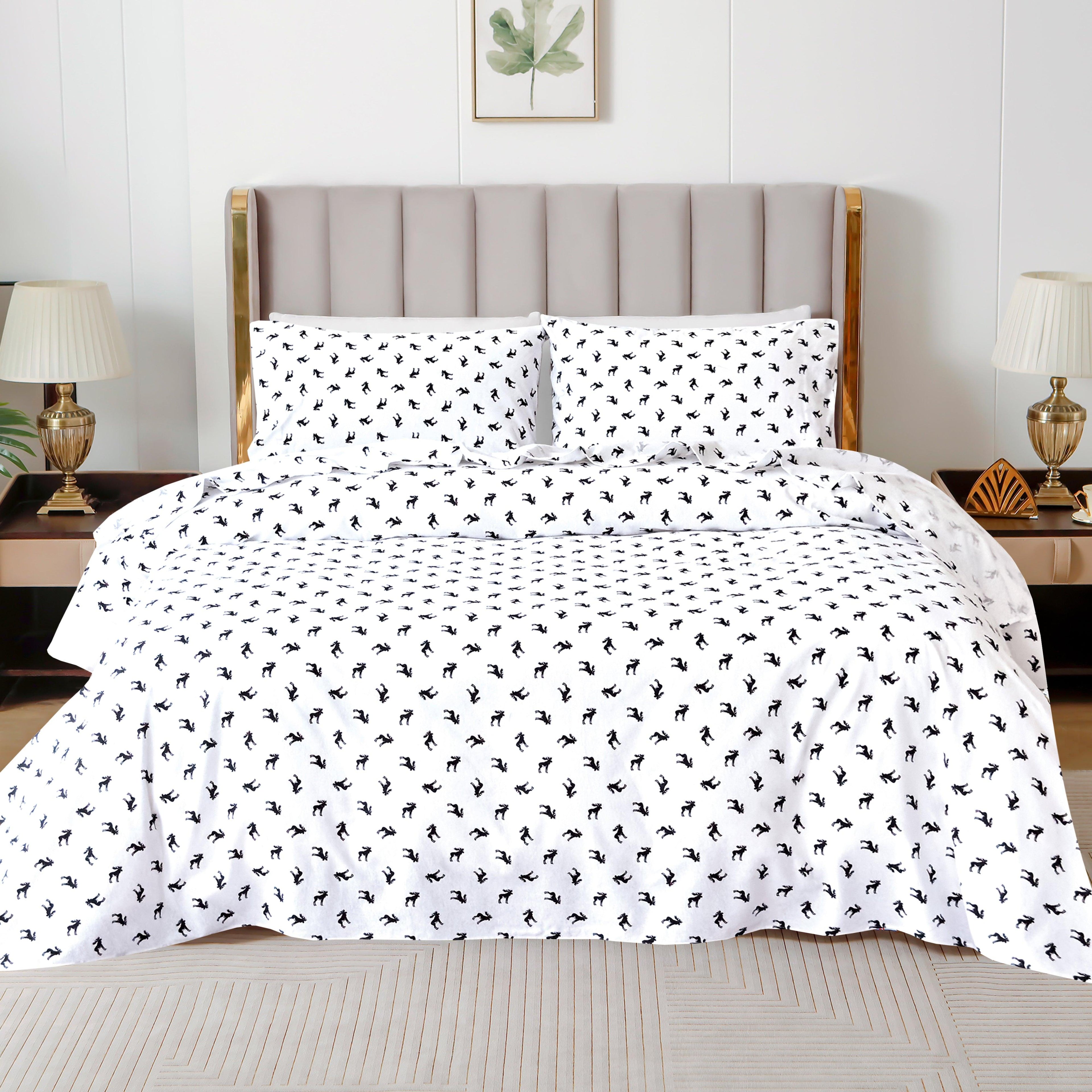 4-Piece Holiday Cotton Flannel Sheet Set - 100% Turkish Cotton