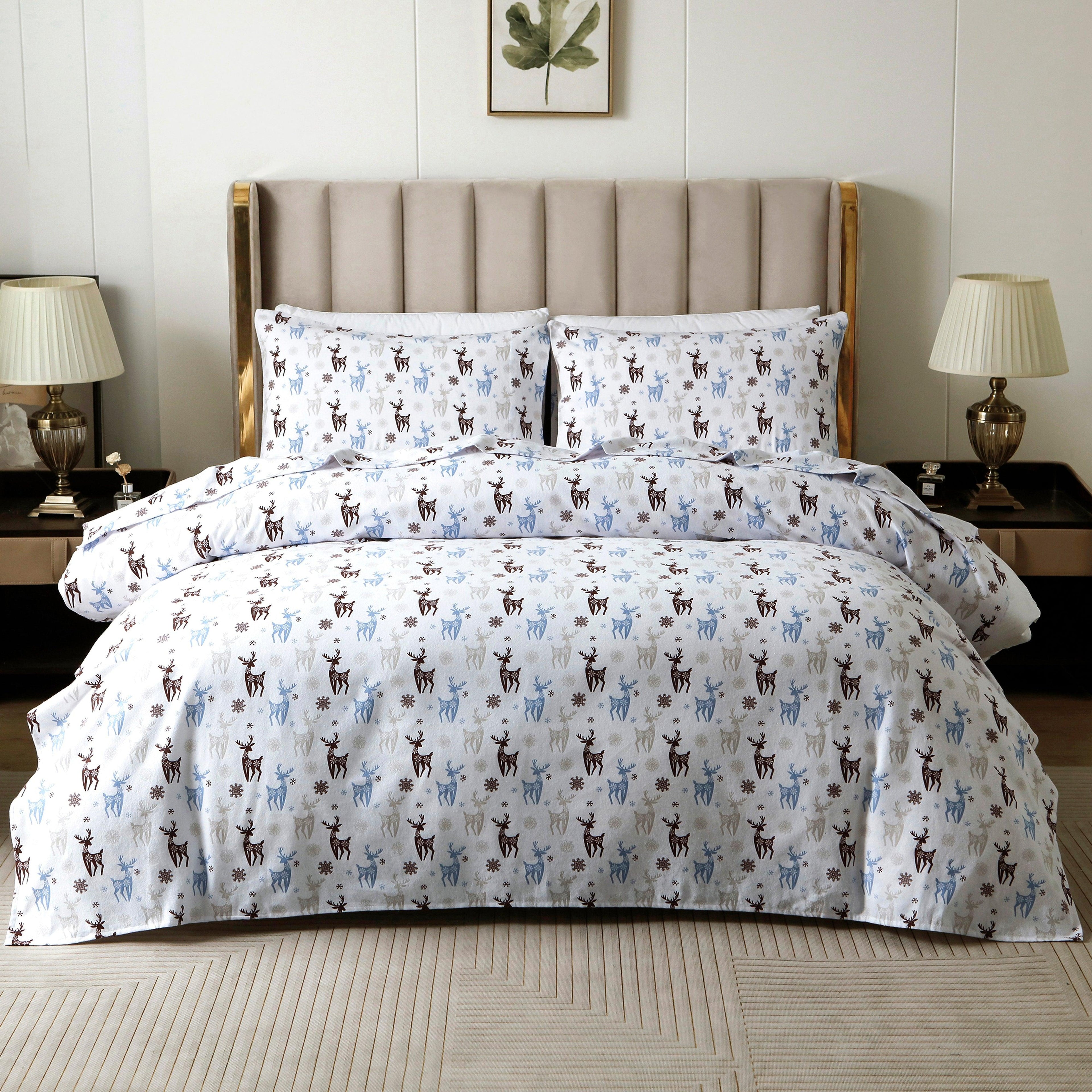 4-Piece Holiday Cotton Flannel Sheet Set - 100% Turkish Cotton