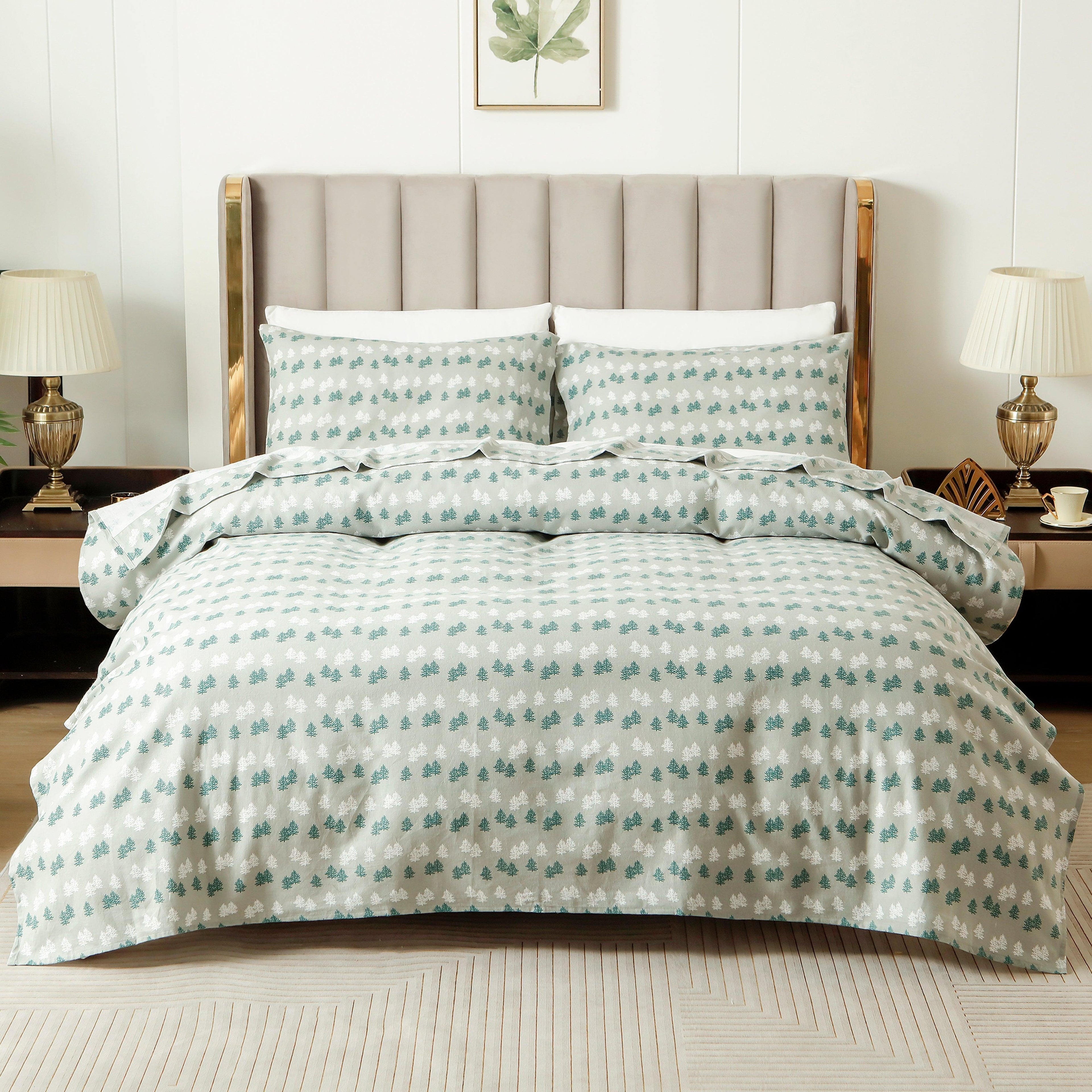 4-Piece Holiday Cotton Flannel Sheet Set - 100% Turkish Cotton