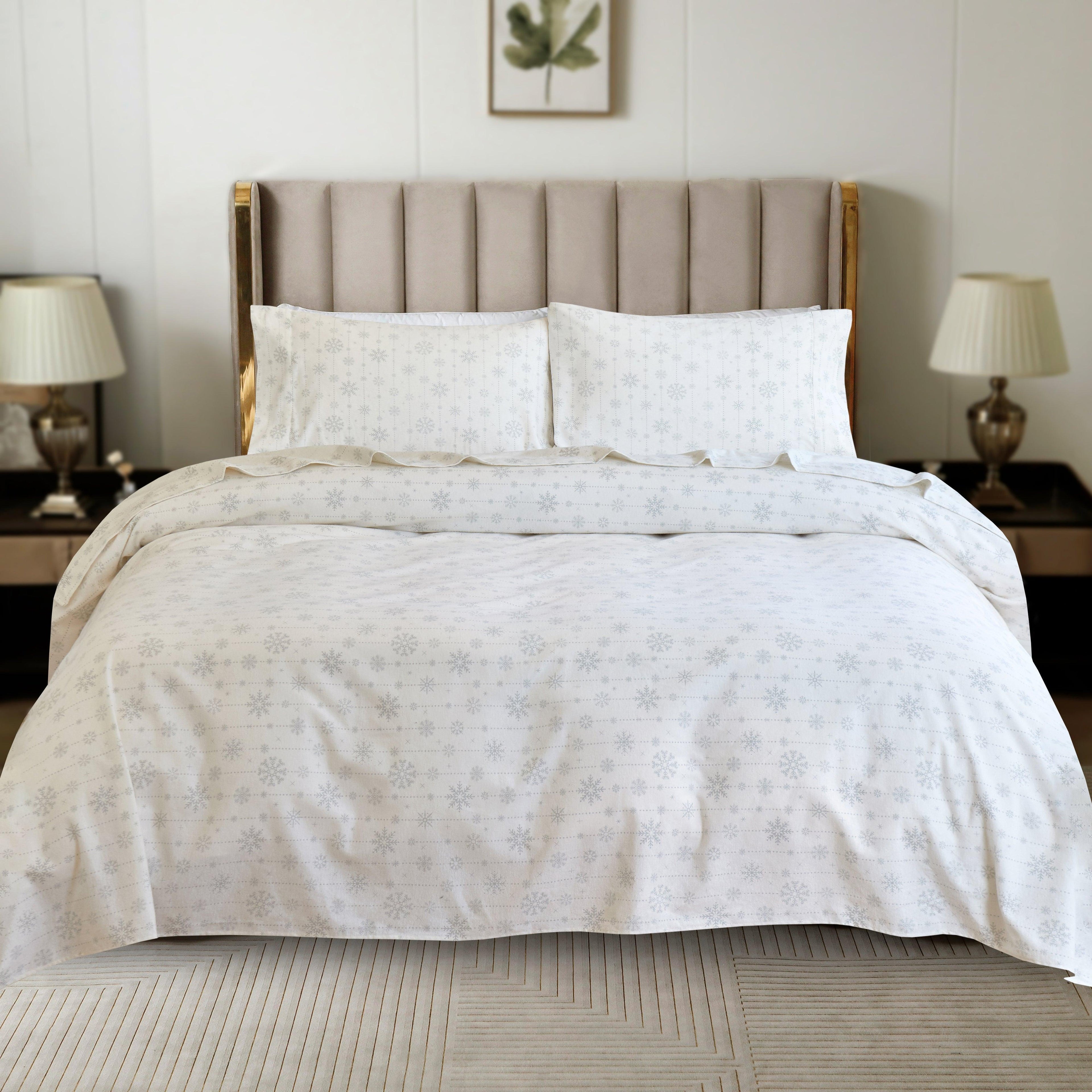 4-Piece Holiday Cotton Flannel Sheet Set - 100% Turkish Cotton