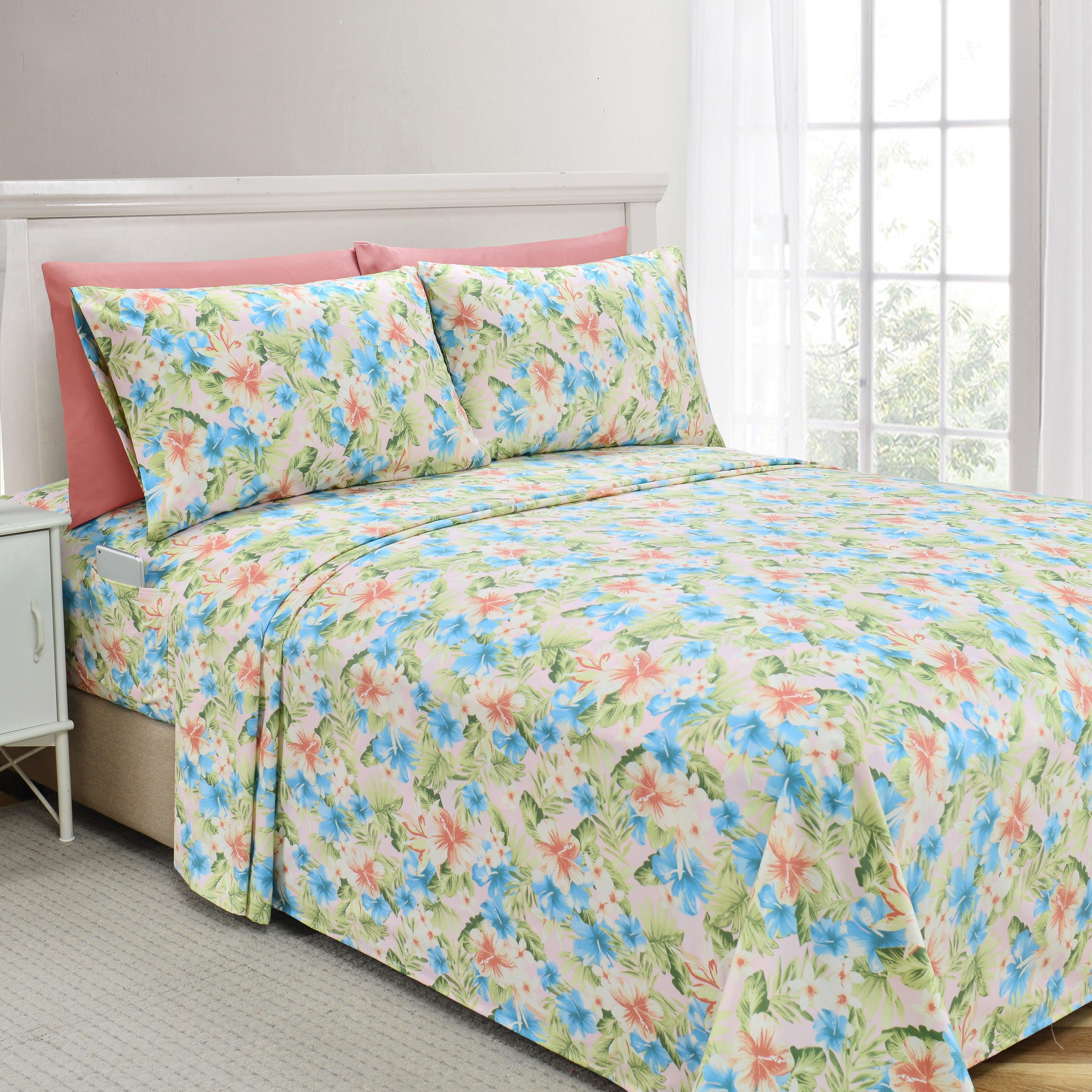 6-Piece Floral and Stripe Pattern Sheet Set - Soft as a Hotel Premium Quality Bedding