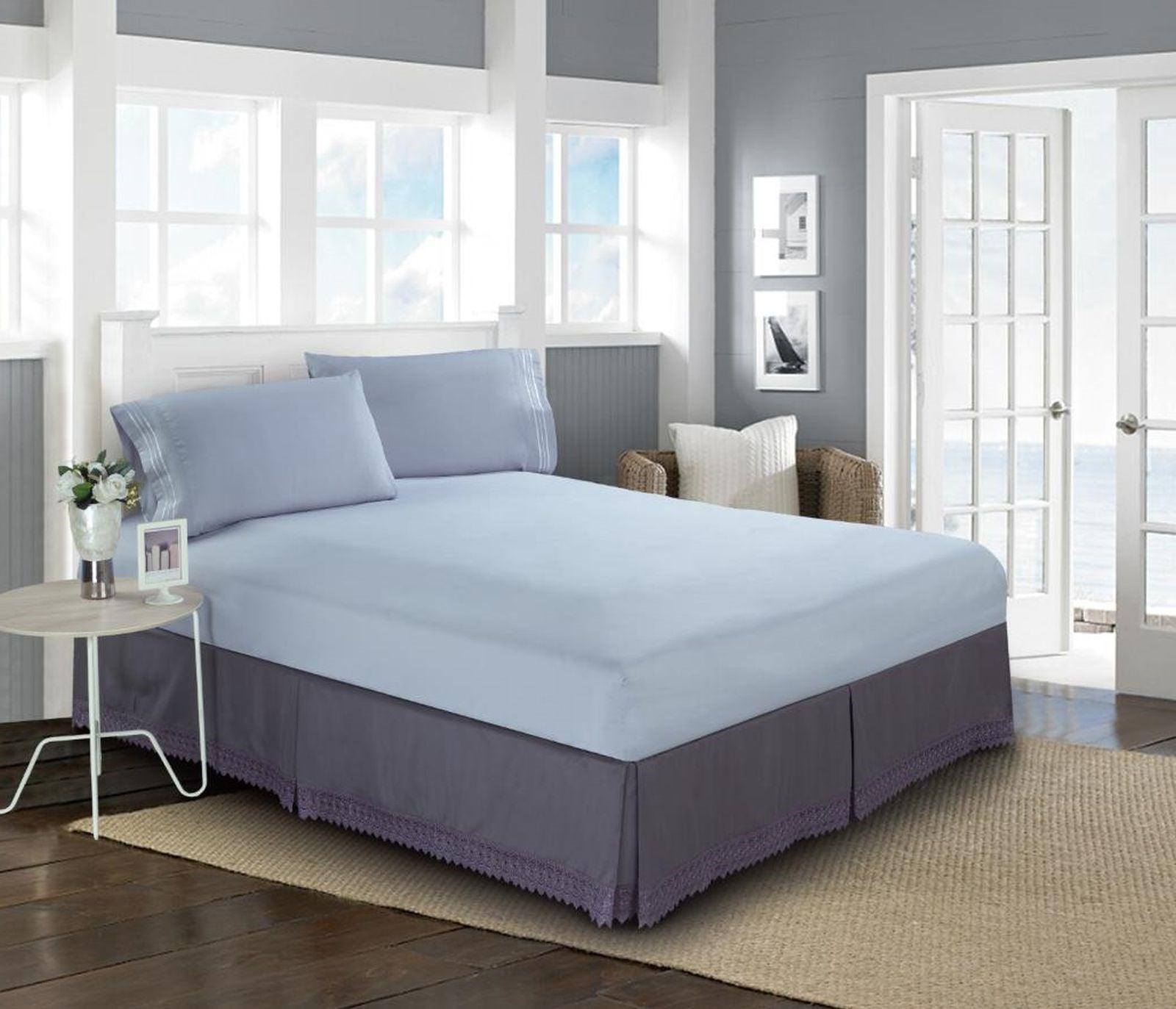 1-Piece Lace Fringe Bed Skirt - 15 inch Drop - Elevate your Bed
