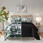3-Piece Patch Plaid Quilted Reversible Bedspread Coverlet Set