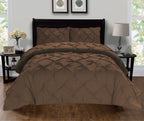 Pinch Pleated Pintuck Pattern, 3-Piece Duvet Cover Set - Features Corner Ties