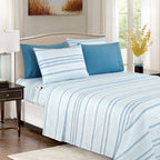 6-Piece Floral and Stripe Pattern Sheet Set - Soft as a Hotel Premium Quality Bedding