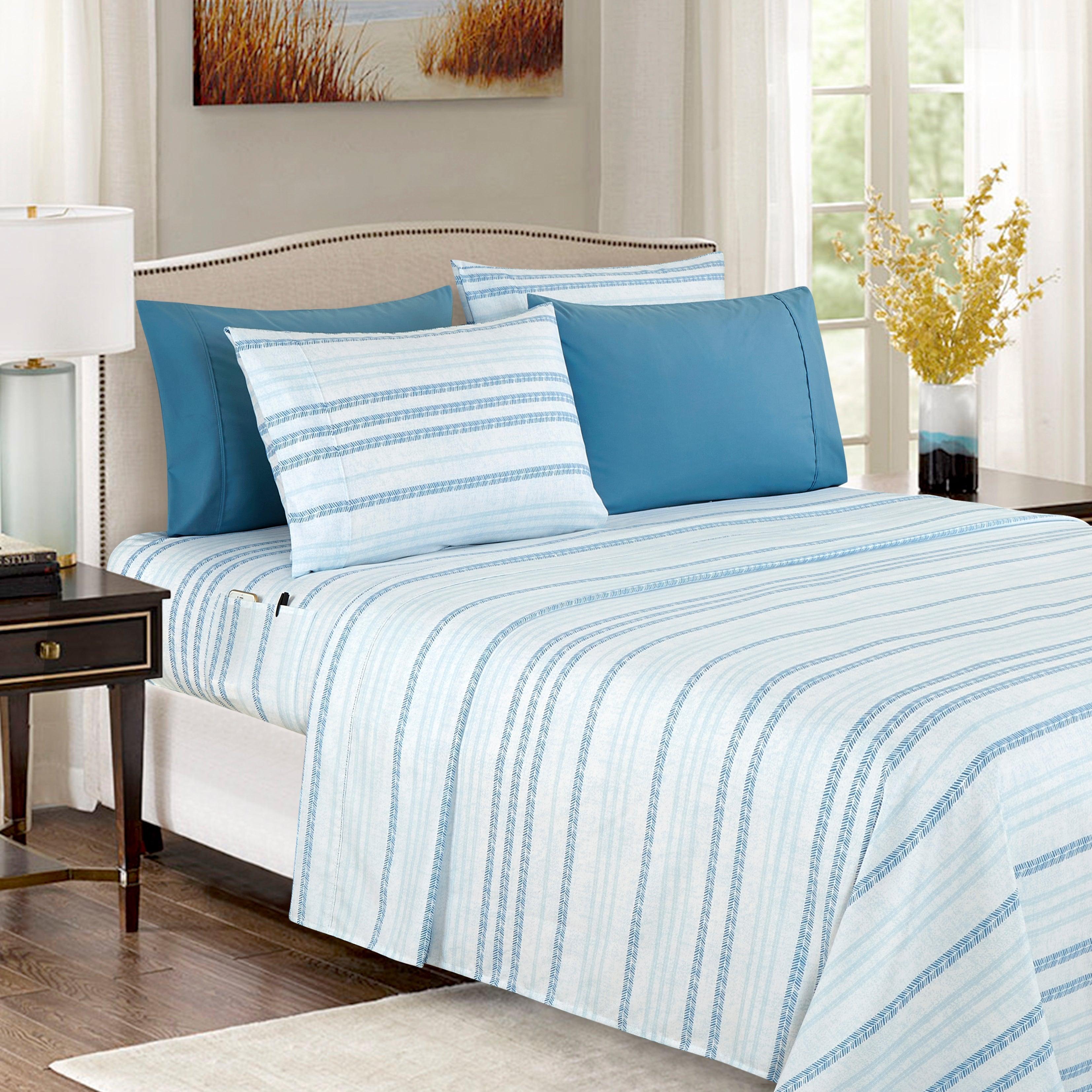 6-Piece Floral and Stripe Pattern Sheet Set - Soft as a Hotel Premium Quality Bedding