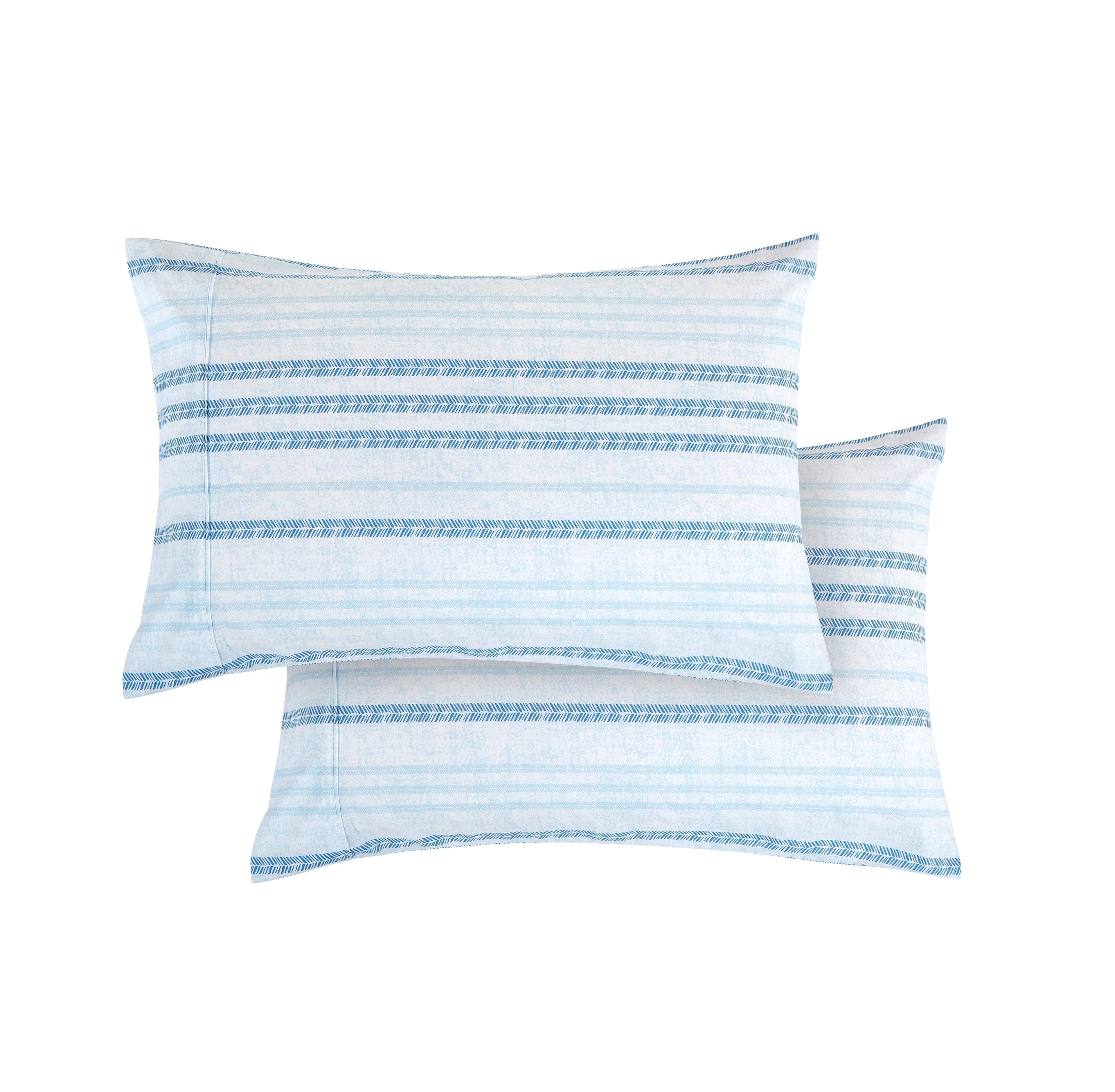 Set of 2 Floral and Stripe Pattern Pillowcases