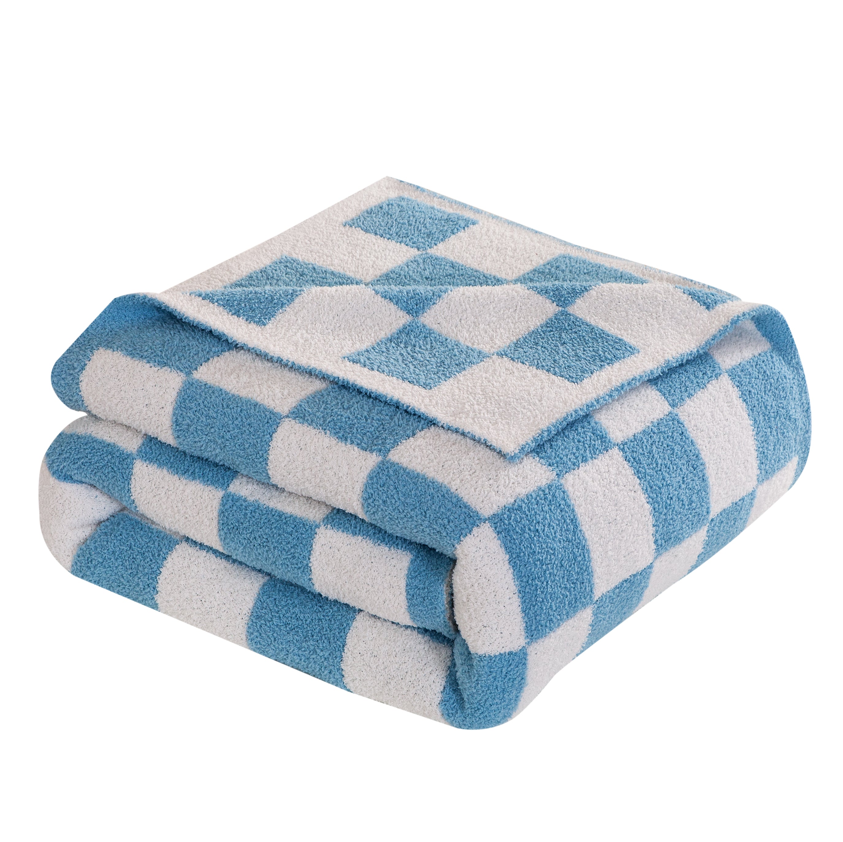 50" x 70"  Ultra Soft Checkered Knitted Throw Blanket
