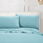 Essential Solid 3 Line Embroidery - Soft as a Hotel Premium Quality, 4-Piece Sheet Set, Bright Shades