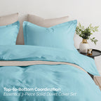 Essential 3-Piece Solid Duvet Cover Set