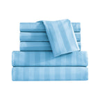 6-Piece Dobby Stripe Printed Bed Sheet Set- Soft as a Hotel Premium Quality
