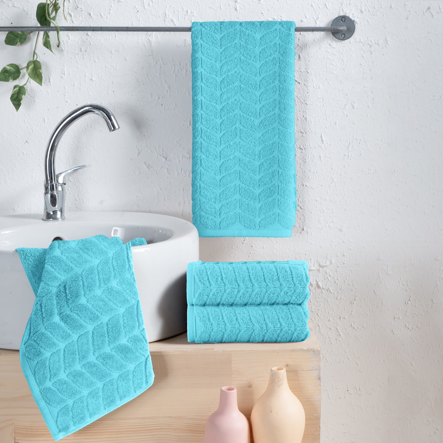 Elegant Comfort 4-Pack Premium Turkish Cotton Braided Hand Towel Set, 16 x 28 inch